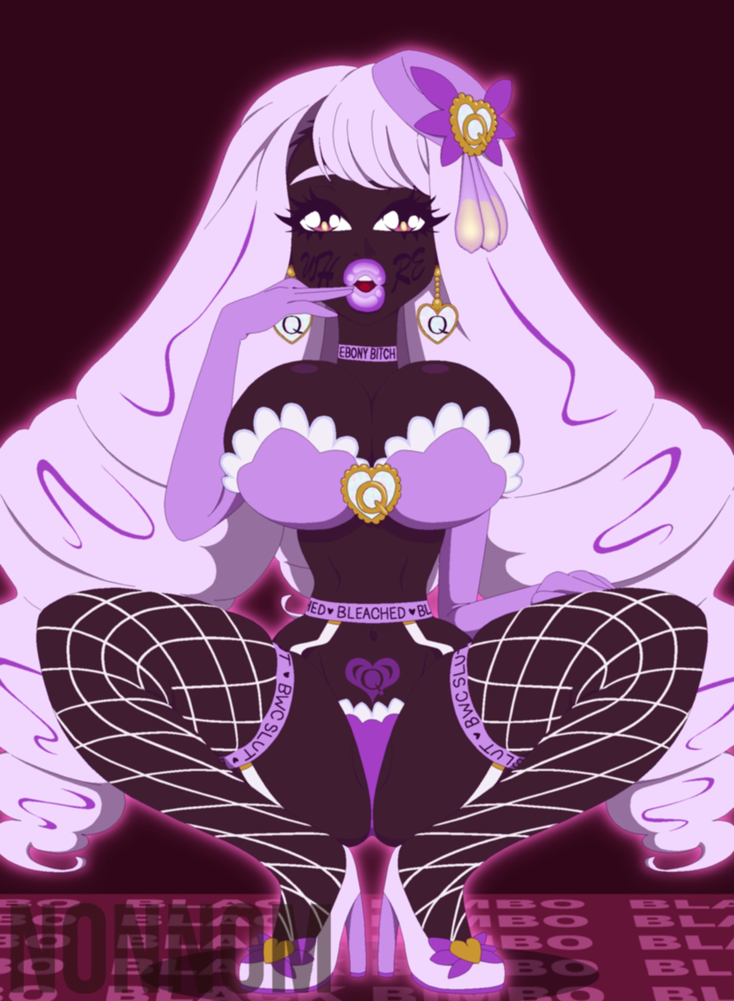 1girls, bleached, bleached clothing, dark-skinned female, female, fishnets, high heels, jacinthe (pokemon), nonnom, pokemon, pokemon legends: z-a, queen of hearts, raceplay, yukari (pokemon)