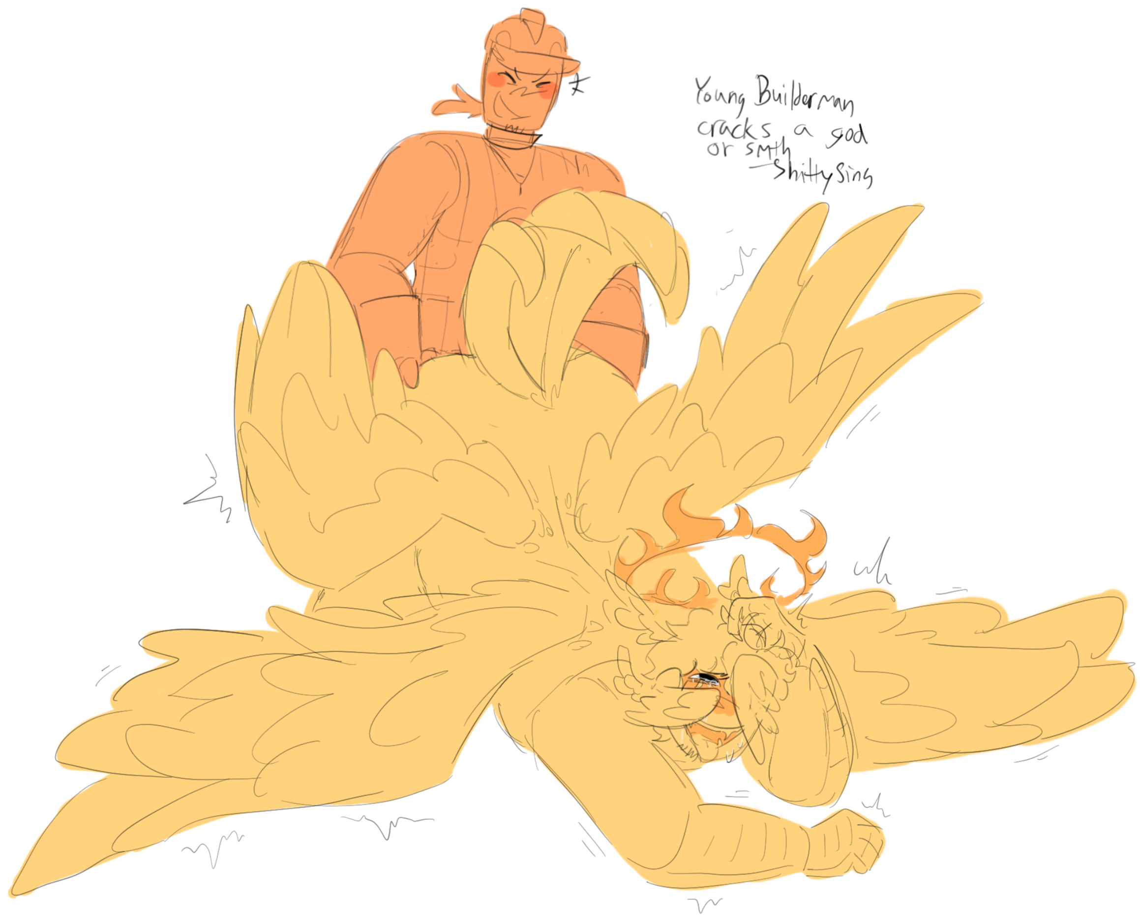 4 wings, builderman, dilated pupils, drawing, forsaken (roblox), gay, gay sex, grabbing hair, grin, hair, halo, hard hat, hat, male, male only, male/male, roblox, roblox admins, robloxian, self upload, sex, shedletsky, shedletsky (forsaken), shittysins, sketch, sketchy, sticking out tongue, sticking tongue out, telamon, wings, wings on head