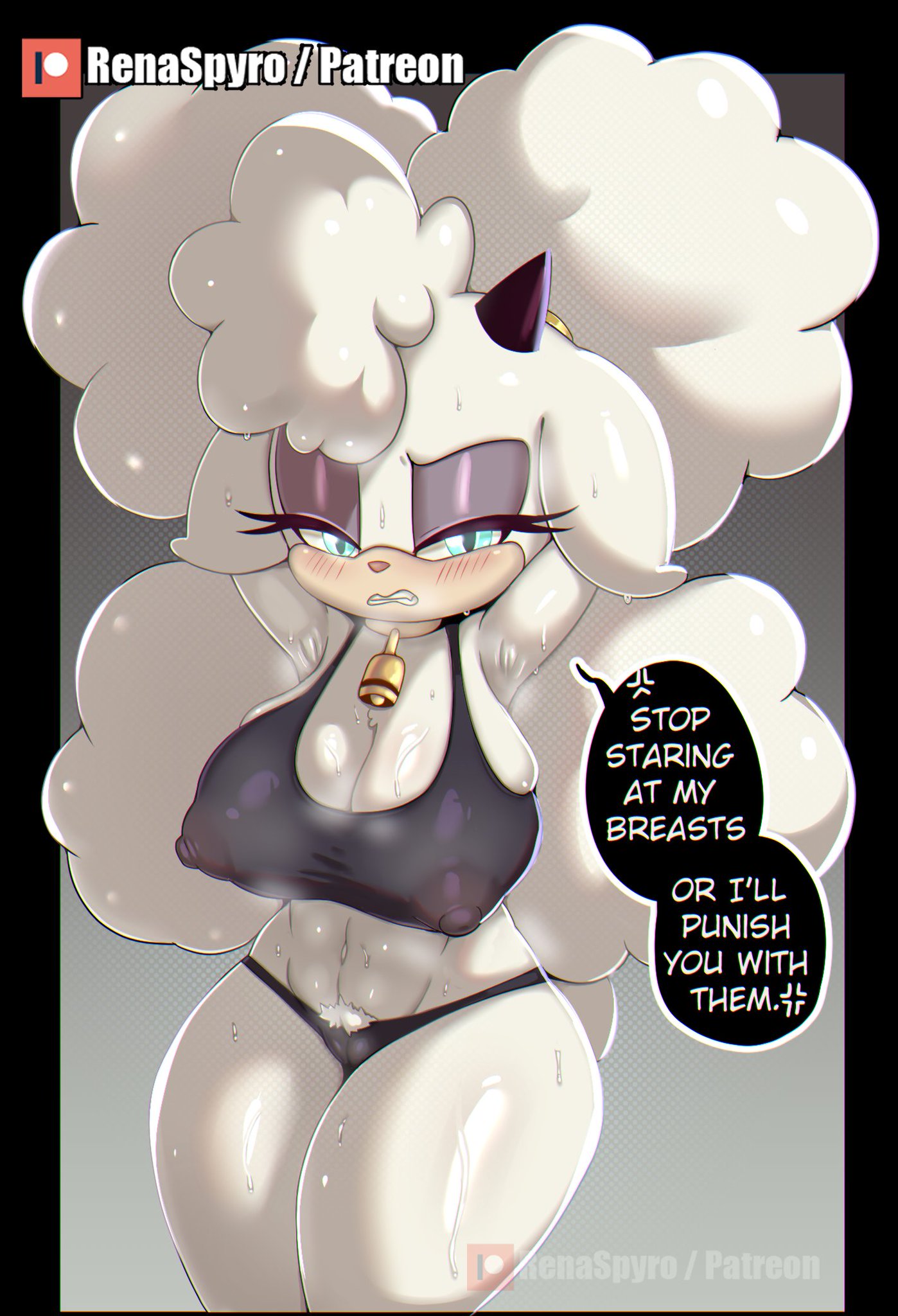 1girls, big ass, big breasts, breasts, bust, busty, chest, curvaceous, curvy, curvy figure, digital media (artwork), female, hips, hourglass figure, huge ass, huge breasts, humanoid, idw comics, idw publishing, lanolin the sheep, large ass, large breasts, legs, mobian, mobian (species), mobian sheep, renaspyro, sega, sheep, sheep girl, sheep humanoid, slim waist, sonic (series), sonic the hedgehog (comics), sonic the hedgehog (series), sweat, thick, thick hips, thick legs, thick thighs, thighs, voluptuous, waist, white body, white hair, white skin, white wool, white-skinned female, wide hips, wool (fur)