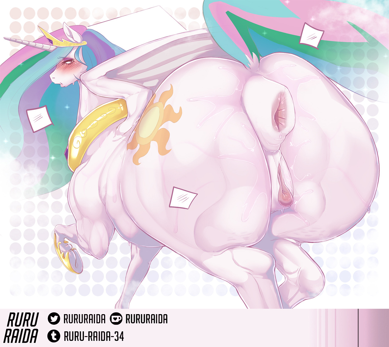 anatomically correct, anatomically correct pussy, anus, ass, equine, equine anus, equine pussy, female, female feral, feral, friendship is magic, horse, my little pony, princess celestia (mlp), puffy anus, pussy, ruru-raida