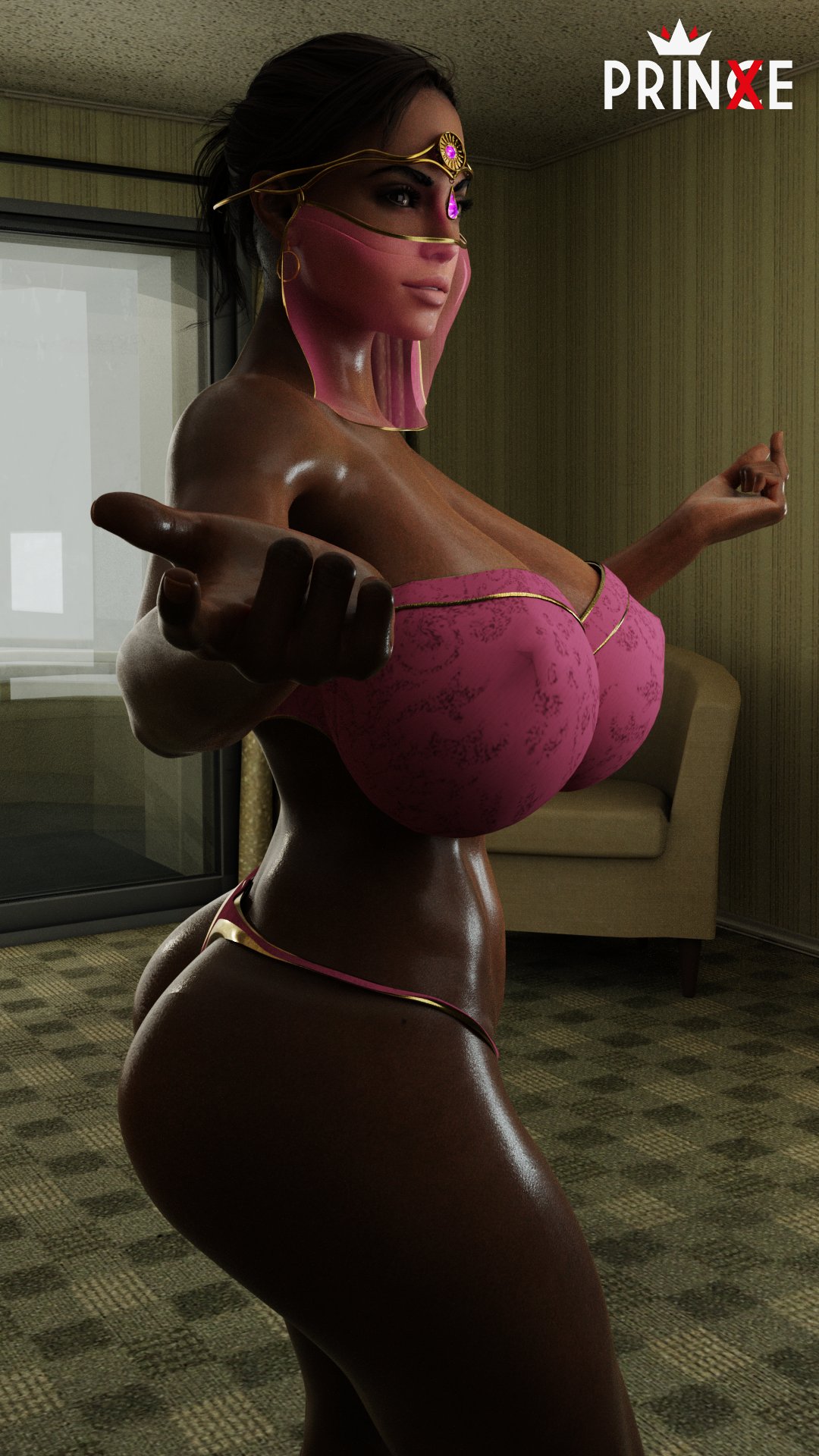 1girls, 3d, african, african female, ass, belly dancer outfit, big ass, big breasts, breasts, capcom, dark skin, dark-skinned female, female, female only, huge breasts, nipple bulge, prinxe, resident evil, resident evil 5, sheva alomar, solo, veil