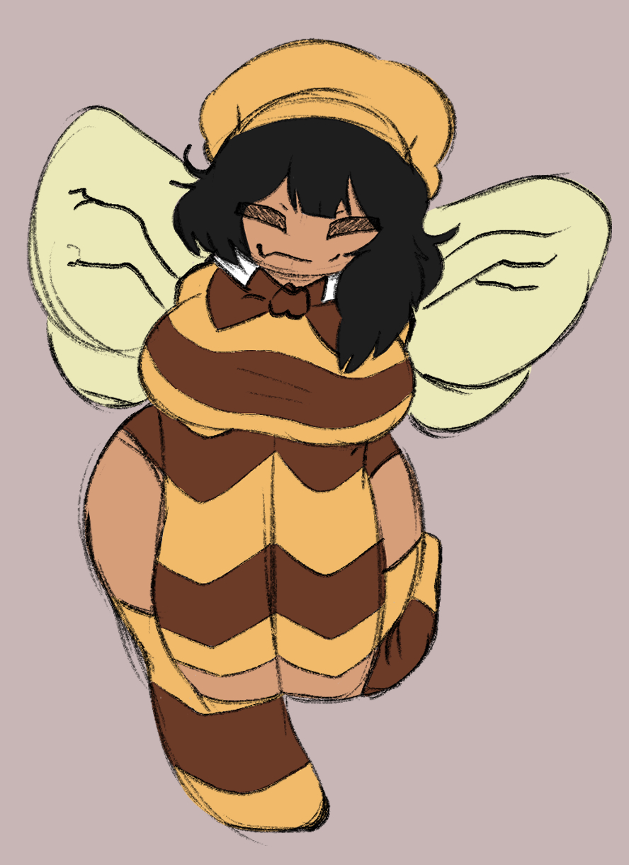 1girls, 2d, alti vevo, ass, bee, bee girl, big breasts, black hair, breasts, clothed, female, front view, roblox, roblox avatar, robloxian, sfw, tagme, thick thighs