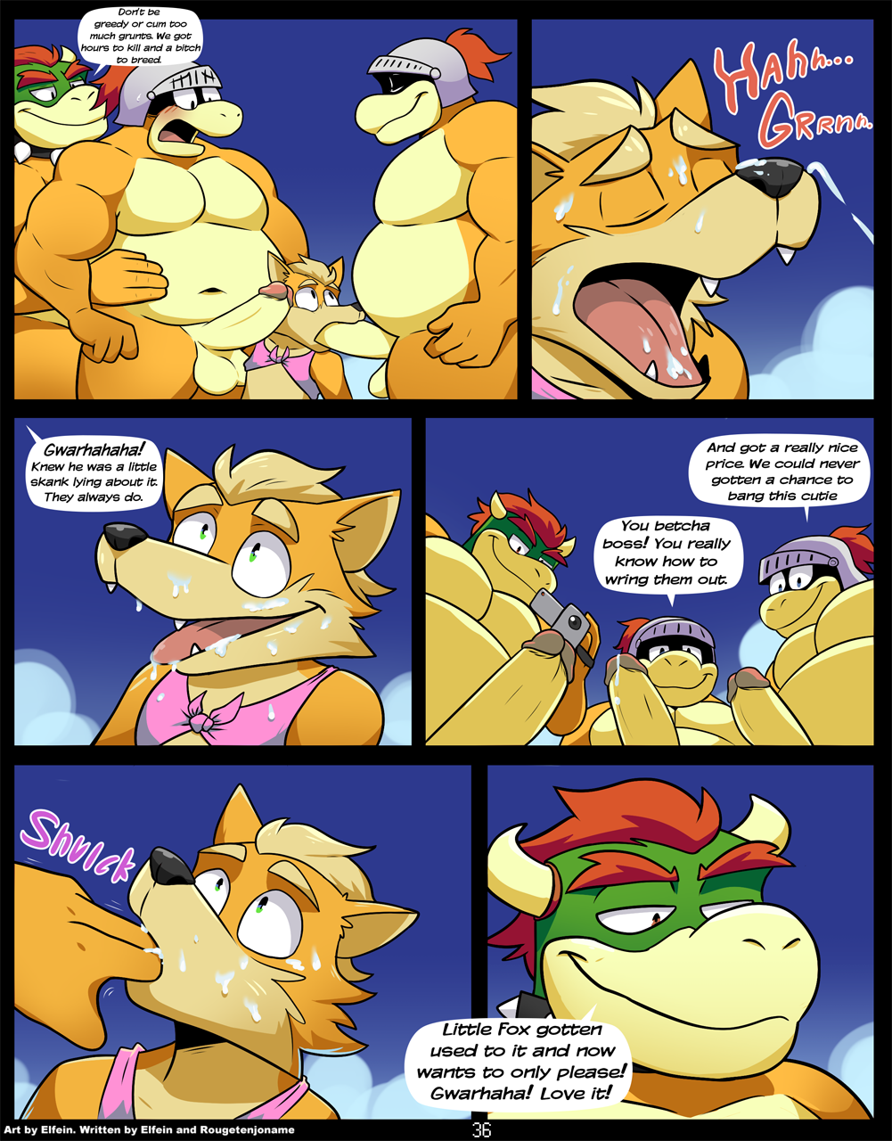 anthro balls bowser canine comic crossover cum cum_in_mouth cum_inside elfein english_text fellatio finger_in_mouth fox fox_mccloud gay hammer_bros. humanoid_penis koopa male male_only mammal mario_(series) nintendo oral penis scalie sex star_fox super_mario_bros. video_games yaoi