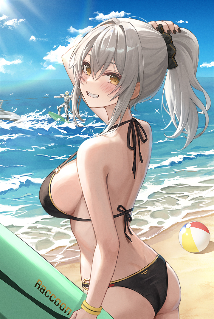 female, grey hair, honkai: star rail, hoyoverse, mookyuu9, sexy, sexy body, stelle (honkai: star rail), swimsuit