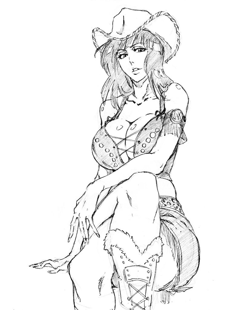 1girls, bare shoulders, big breasts, boots, breasts, cleavage, collarbone, female, female only, fur trim, greyscale, hat, knee boots, large breasts, long hair, miss all sunday, monochrome, nico robin, one piece, rakusakugk, solo