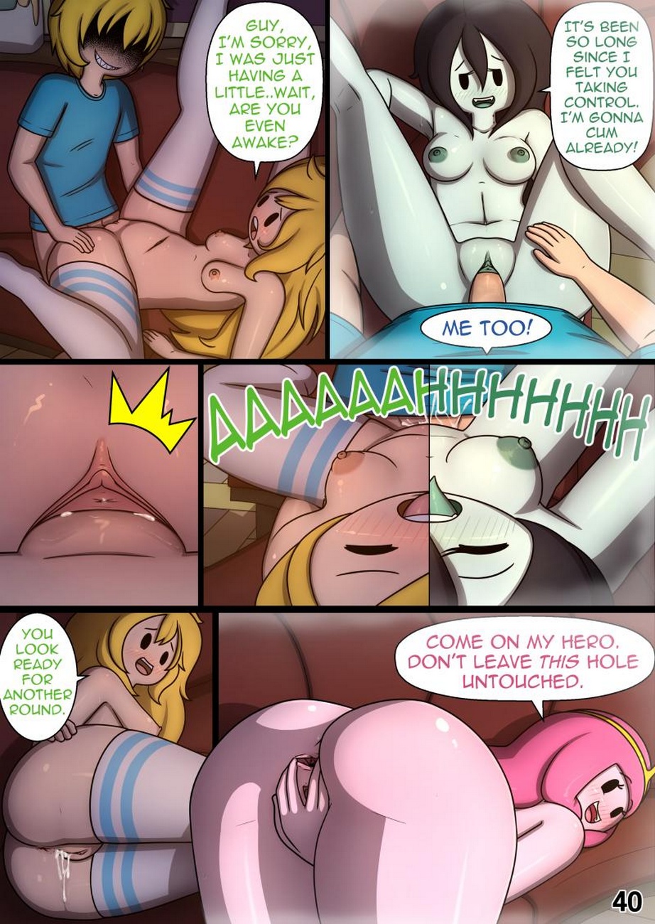 1boy, 3girls, adventure time, anus, ass, breasts, comic, cubbychambers, cum, cum in pussy, female, fionna the human girl, huge ass, male, marceline, missionary position, penis, princess bubblegum, pussy, sex, small breasts, tagme, thick thighs, thighhighs, vagina, vaginal penetration