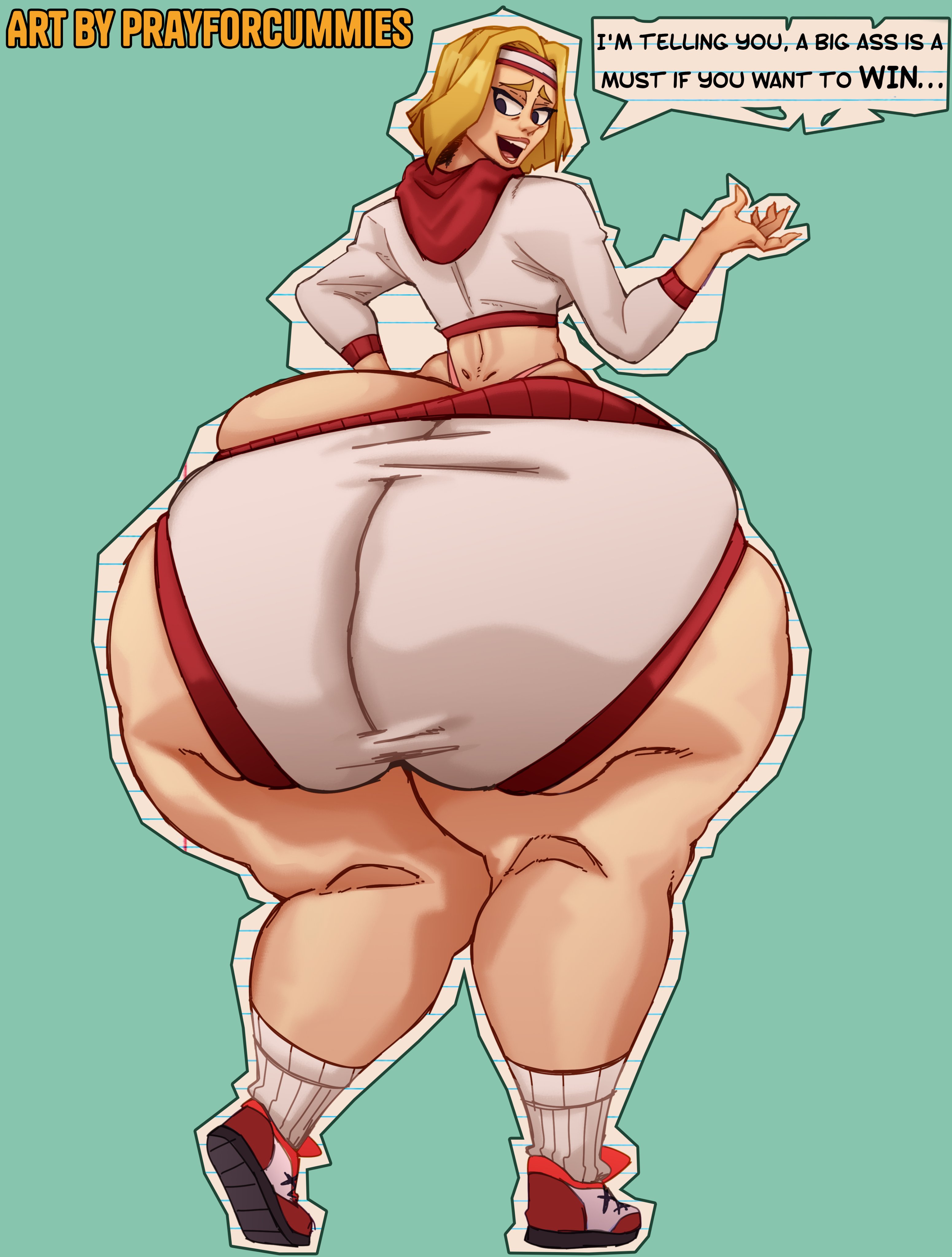 1girls, 2d, ass, athletic wear, big ass, big butt, blonde hair, bottom heavy, bubble butt, clothed, coach greer, commission, disney, fat ass, fat butt, female, female only, gigantic ass, headband, huge ass, huge butt, large ass, large butt, looking back, marvel, marvel comics, mature female, milf, moon girl and devil dinosaur, pe teacher (robotboy) (cosplay), prayforcummies, tagme, thick ass, thick thighs, wide hips