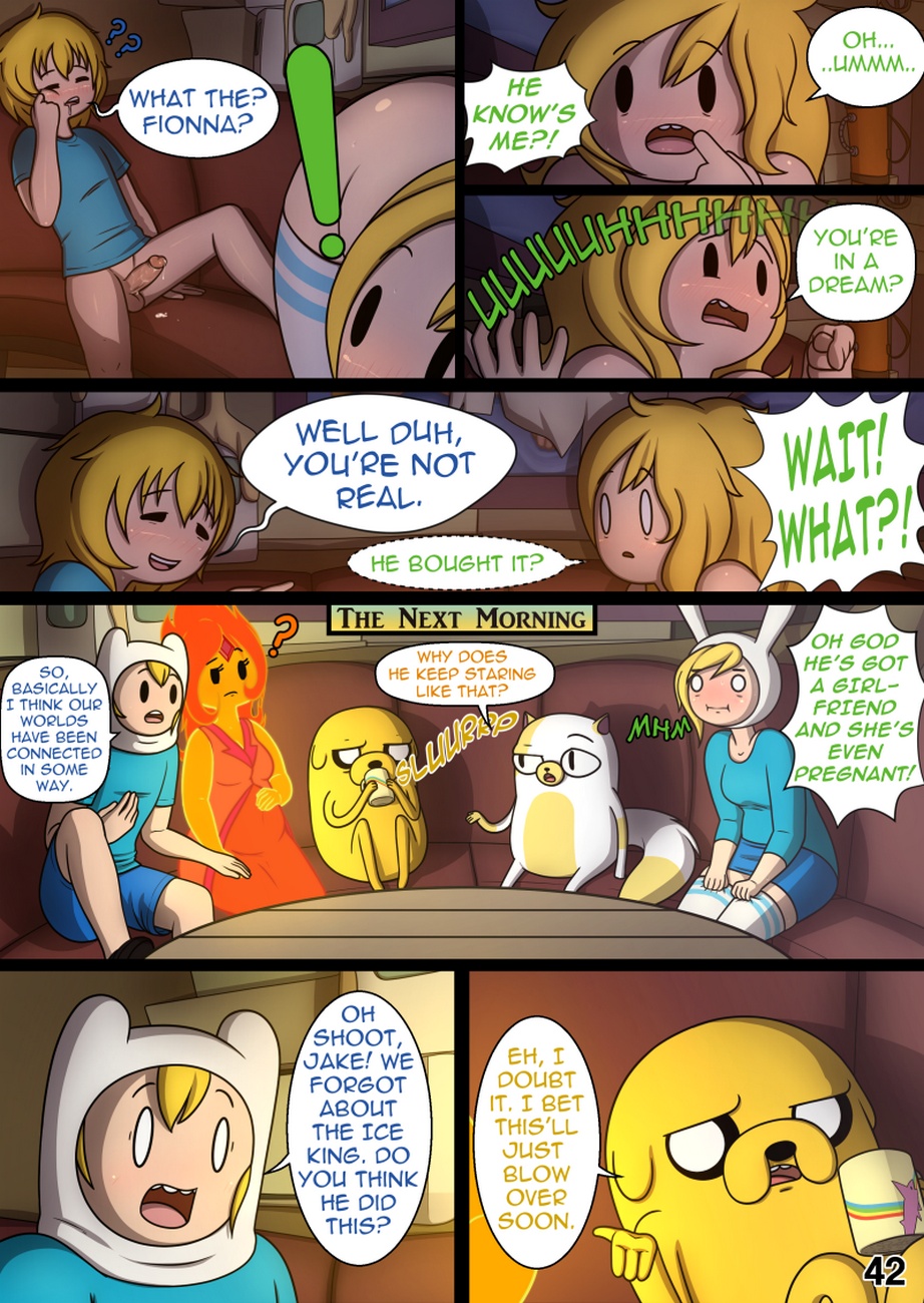 !, ?, 2boys, 2d, 2d (artwork), 2d artwork, 3girls, adventure time, after sex, after vaginal, anthro, blonde hair, bottomless, cake the cat, canid, canine, canis, cartoon network, clothed, clothing, cock, color, colored, comic, cubbychambers, cum, dialogue, dick, digital art, digital drawing (artwork), digital media, digital media (artwork), domestic cat, domestic dog, elemental, english text, erection, felid, feline, felis, female, finn the human, fionna the human girl, fire elemental, flame princess, fur, group, hair, human, human focus, humanoid, humanoid penis, jake the dog, long hair, male, mammal, multicolored body, multicolored fur, not furry focus, nude, pale skin, penis, pregnant, pussy, shaded, speech bubble, tagme, text, two-tone body, two-tone fur, white body, white fur, white tail, yellow body, yellow fur