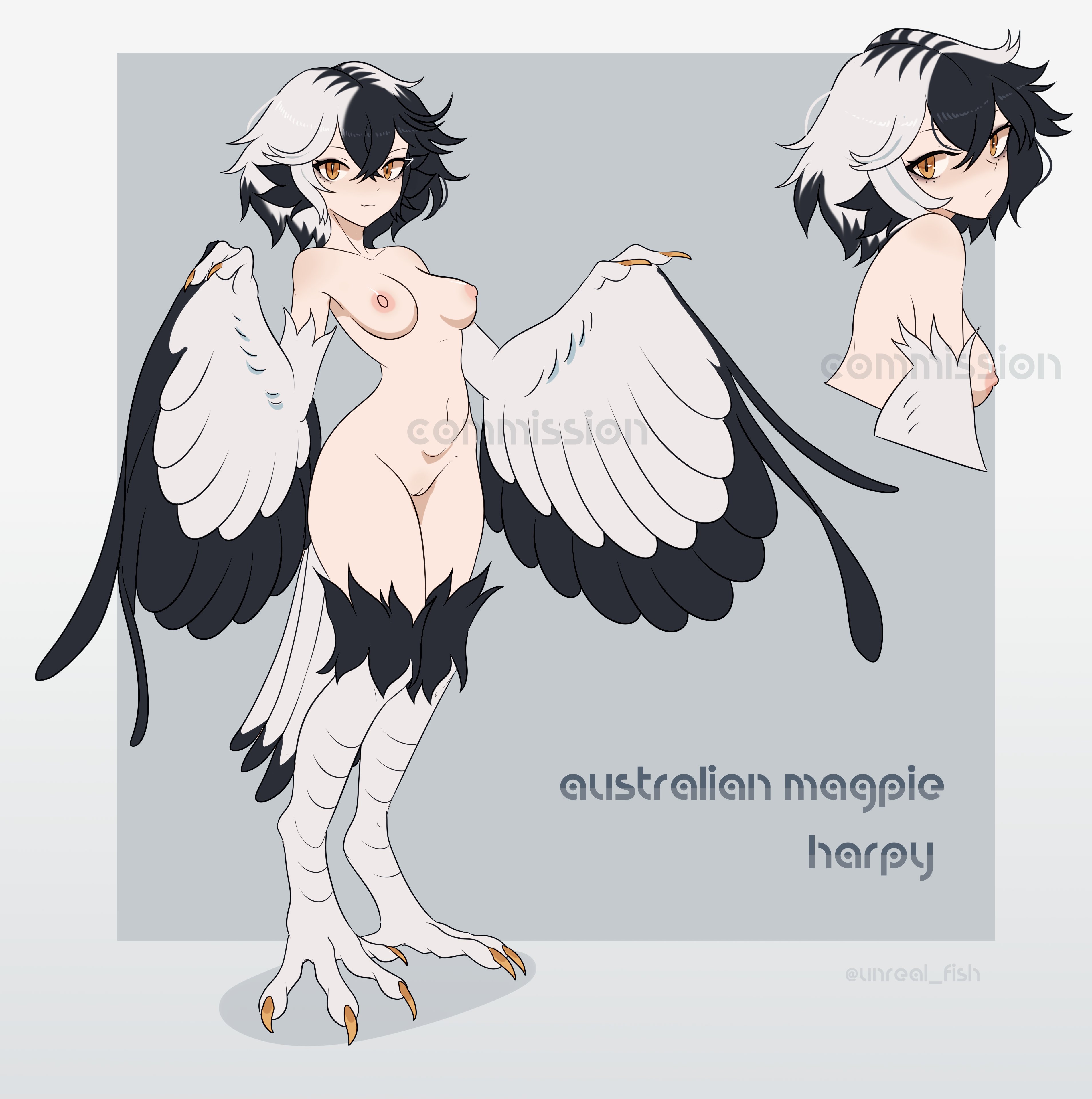 1girls, artist request, avian, avian humanoid, character request, completely nude, copyright request, female, harpy, harpy girl, harpy humanoid, monster, monster girl, nipples, nude, pussy, tagme