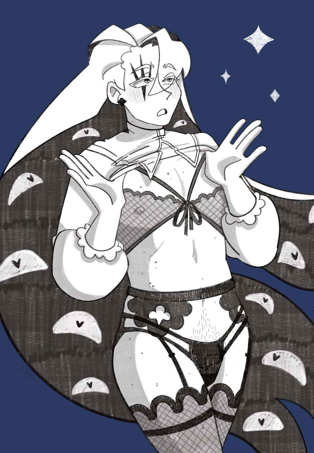 cookie run, cookie run kingdom, lingerie, long hair, nikki7742, shadow milk cookie