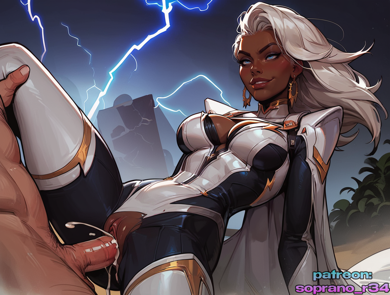 1boy, 1girls, 2025, ai generated, beautiful, big breasts, big thighs, blue eyes, breasts, dark skin, dark-skinned female, female, horny, interracial, long hair, looking at viewer, male, marvel, marvel comics, marvel rivals, nipples, ororo munroe, penis, pussy, ripped clothing, seductive, smile, soprano r34, storm (ivory breeze), storm (marvel rivals), storm (x-men), straight, vaginal penetration, wet pussy, white hair