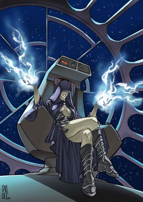 1girls 2005 5_fingers artist_request background boots chair cleavage clothed clothed_female clothes clothing color colored covered_eyes crossed_legs dated death_star dress electricity emperor's_throne_room emperor_palpatine female female_focus female_only footwear force_lightning furniture genderswap_(mtf) grey_clothing hood human human_only knee_boots legs_crossed light-skinned_female light_skin low_cut_top magic magic_user minidress no_bra no_underwear on_chair pale pale-skinned_female pale_skin return_of_the_jedi revealing_clothes robe room rule_63 science_fiction shadow shoes simple_background sith sith_lady sitting smirk smirking solo solo_female solo_focus space star_wars teeth teeth_clenched throne throne_room uncensored window