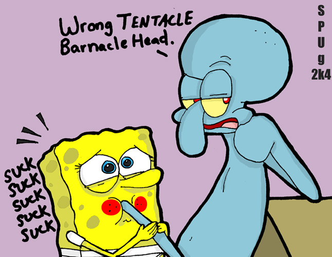 2004 2boys blowjob blush cephalopod gay male male_only nude octopodiform octopus sea_sponge spongebob_squarepants spongebob_squarepants_(character) spug squidward_tentacles straight_hair tagme what