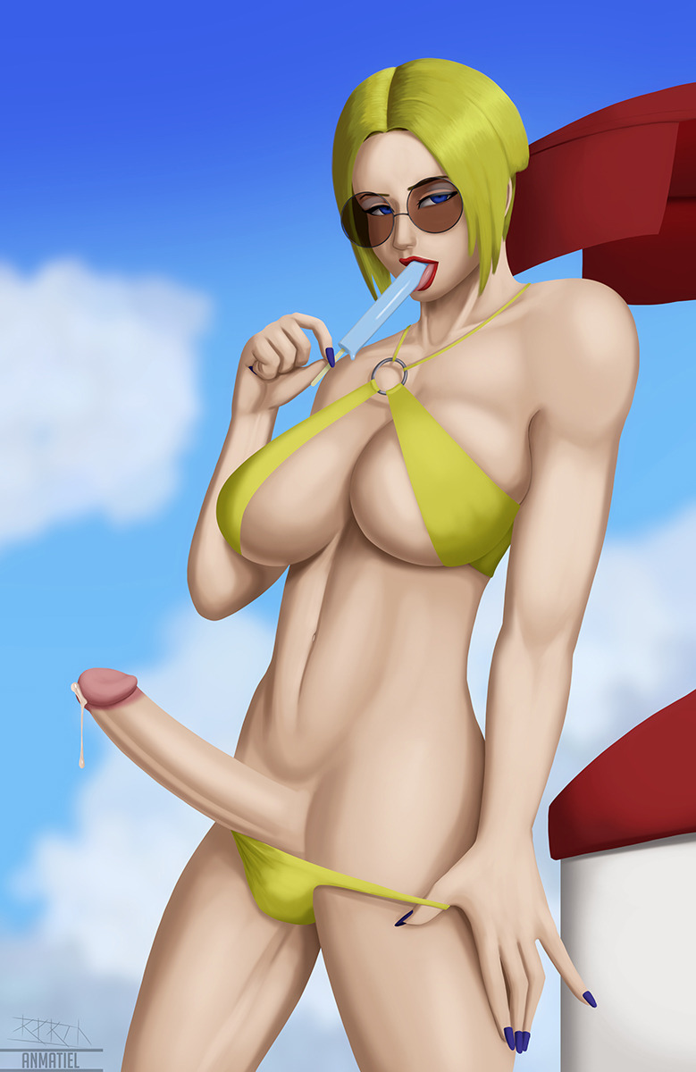 1futa, anmatiel, big breasts, blonde futa, blonde hair, breasts, cleavage, cum, erection, futa only, futanari, intersex, iq (rainbow six), large breasts, light skin, light-skinned futa, looking at viewer, penis, precum, rainbow six, rainbow six siege, sideboob, solo, sunglasses, tagme, tinted eyewear, tom clancy, underboob