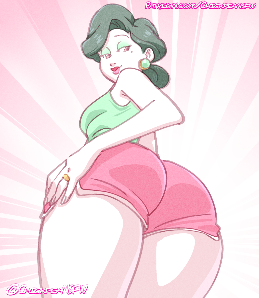 1girls 2024 asian_female ass bedroom_eyes big_ass big_butt black_hair butt chickpea digital_drawing_(artwork) earrings eyeshadow female female_only huge_ass huge_butt looking_back looking_down looking_over_shoulder milf ming_lee mole mole_under_eye pink_background sfw short_shorts simple_background smile turning_red wedding_ring