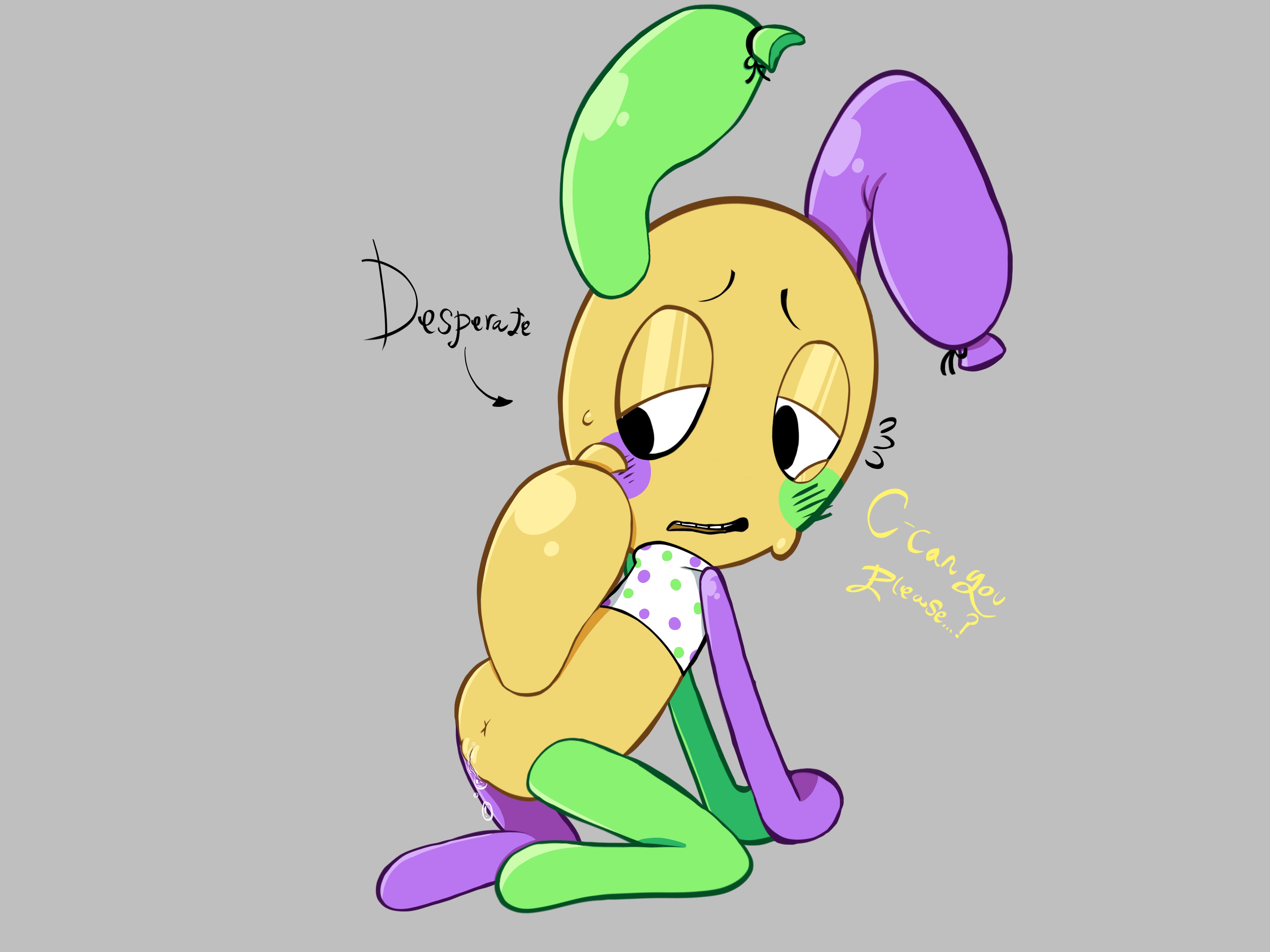 anus, aroused, begging, blush, blushing, cuntboy, cuntboy only, dandy's world, desperate, desperate for sex, dripping pussy, exposed ass, eyeshadow, fuckinguno, intersex, lifting tail, long ears, looey (dandy's world), looking back, nervous sweat, on knees, pleading, pussy, sweat, tagme (artist), text, x anus, yellow skin