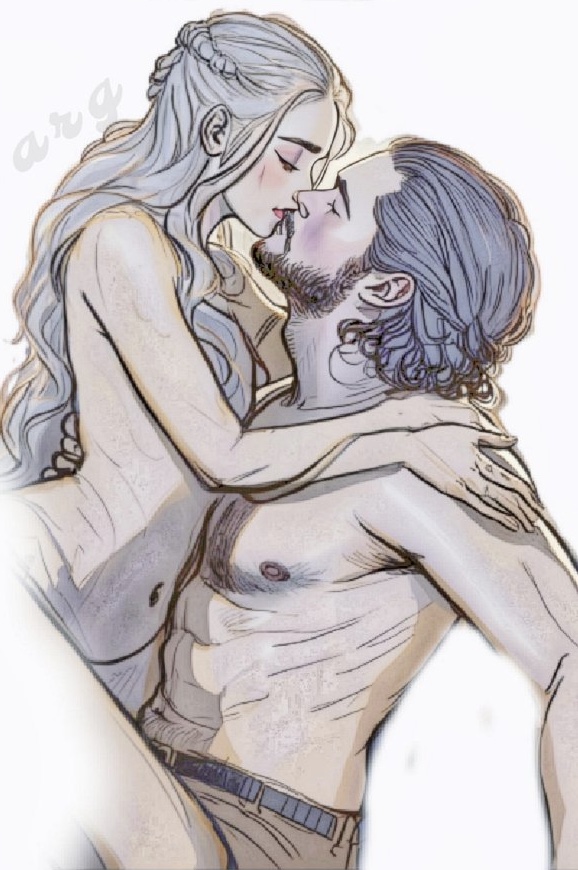 1boy 1girls 2019 a_song_of_ice_and_fire aunt_and_nephew beard bed breasts brown_hair candles canon_couple closed_eyes daenerys_targaryen female game_of_thrones incest jon_snow kissing long_hair male male/female nipples nude nude_female nude_male romantic shirtless shirtless_male straight white_hair