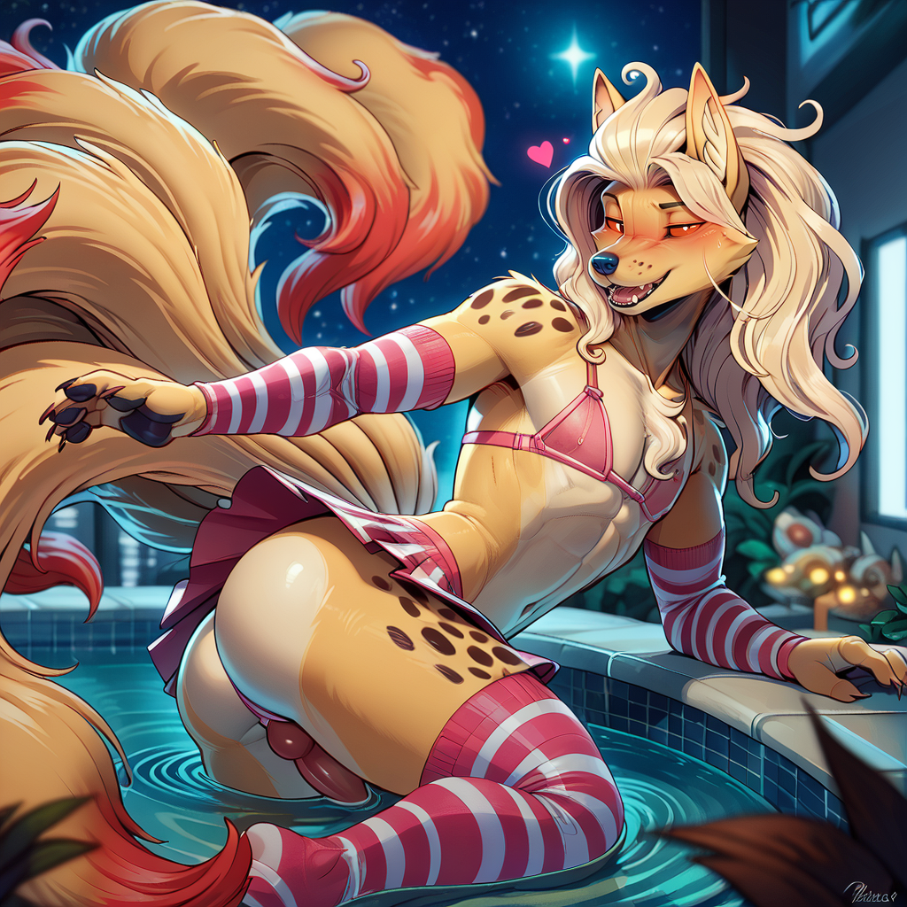 ai_generated anthro cheetah femboy furry male male_focus male_only ninetales pokemon_(species)