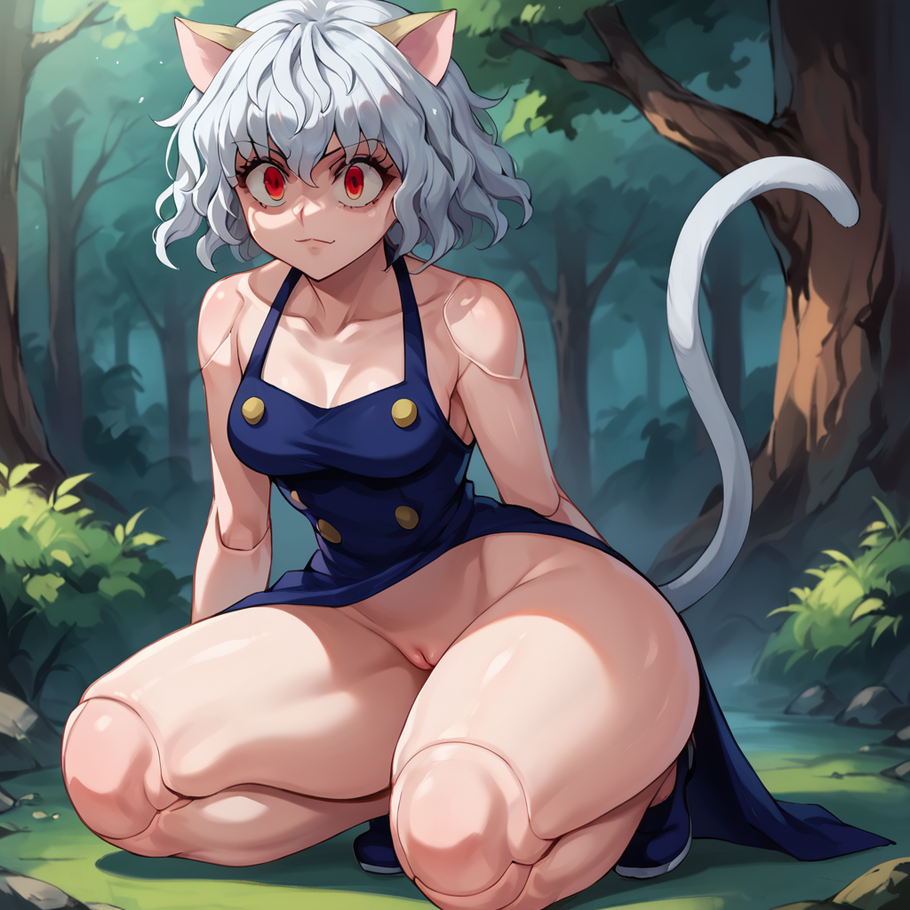 ai_generated crouching hunter_x_hunter neferpitou no_panties pussy tail