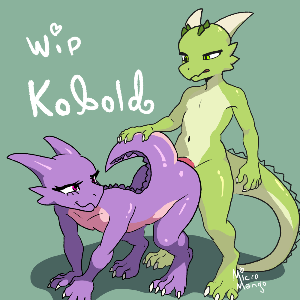 1:1 anthro duo female kobold male male/female micromango scalie sex tagme