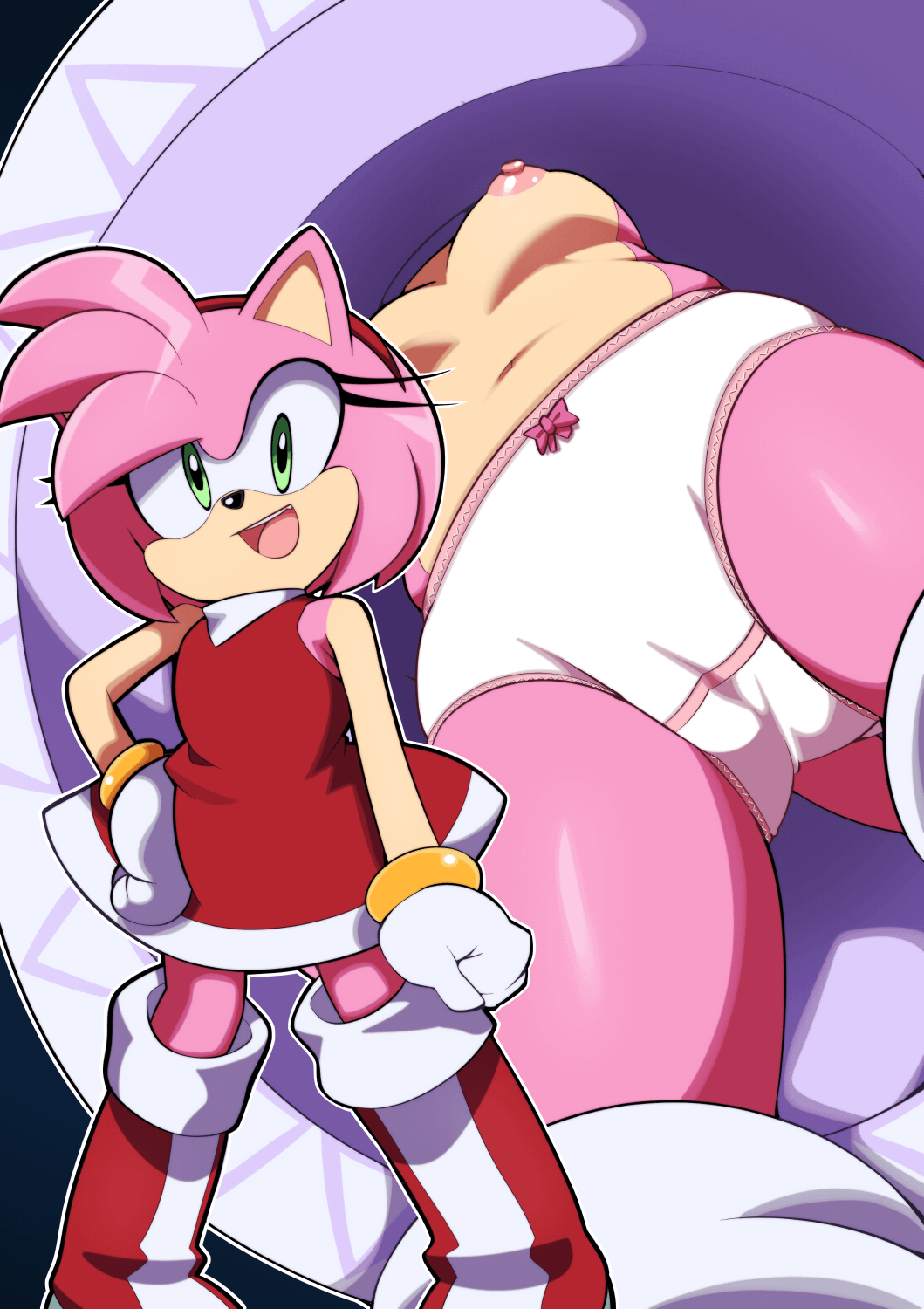 1girls amy_rose artist_request down_angle sonic_(series) sonic_the_hedgehog_(series) source_request underboob upskirt viewed_from_below