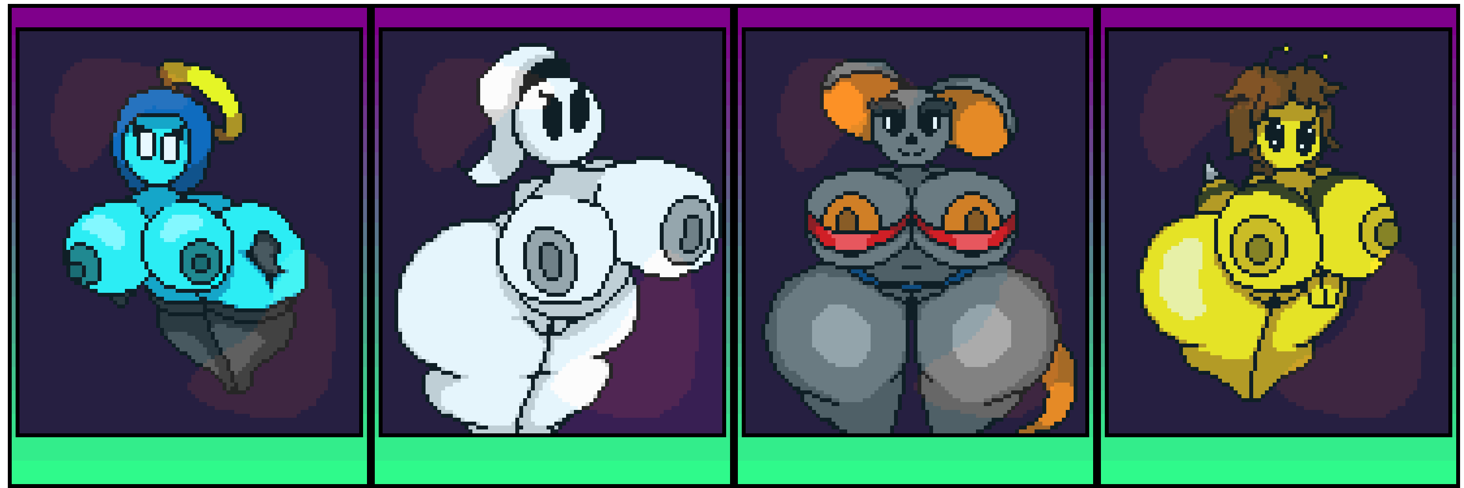 angel bee big_ass big_breasts big_butt blue_body grey_body huge_ass huge_breasts jafter mouse original_character original_characters pixel_art shortstack white_body yellow_body