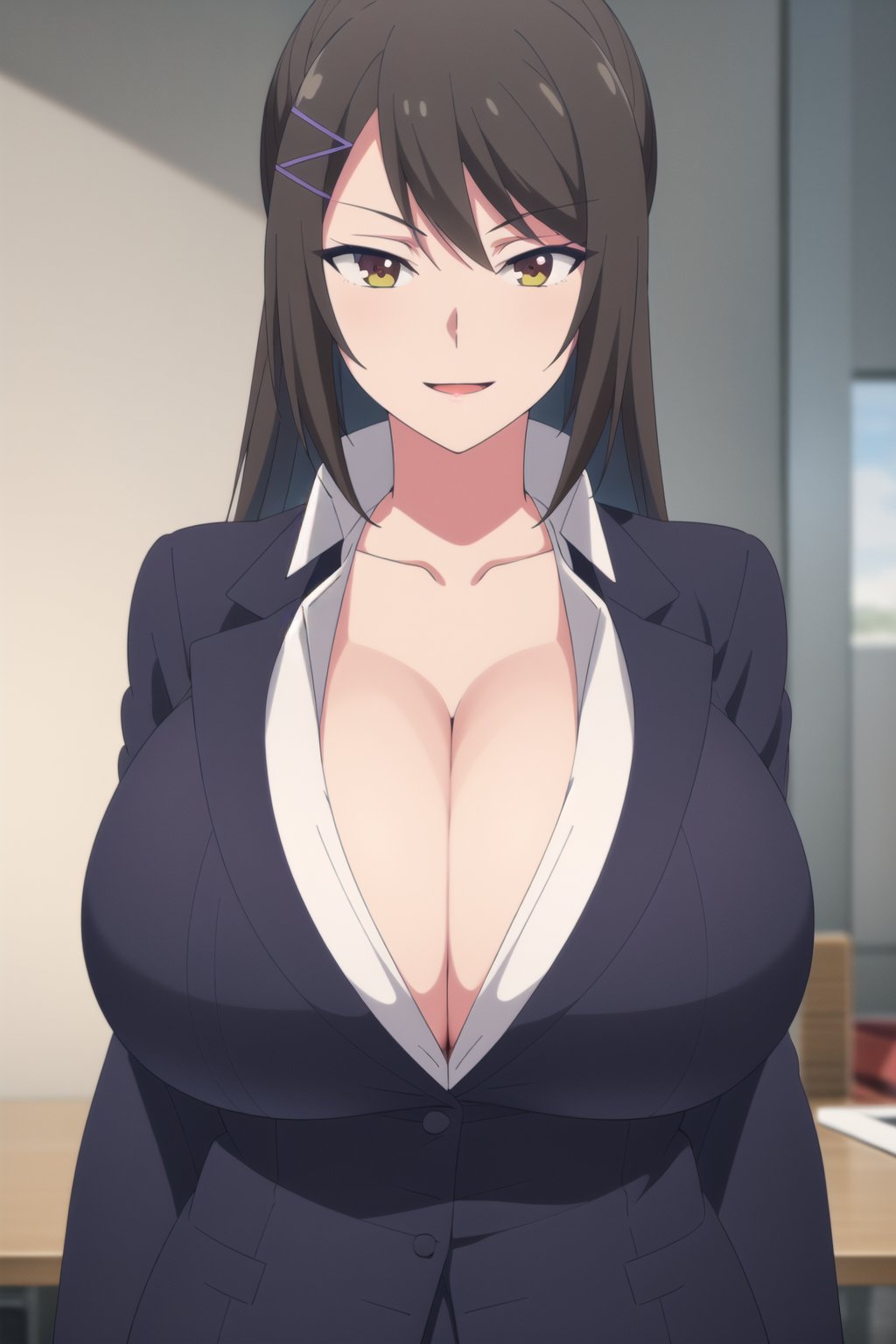 big_breasts chabashira_sae cleavage gigantic_breasts huge_breasts secretary ultrahentaisai