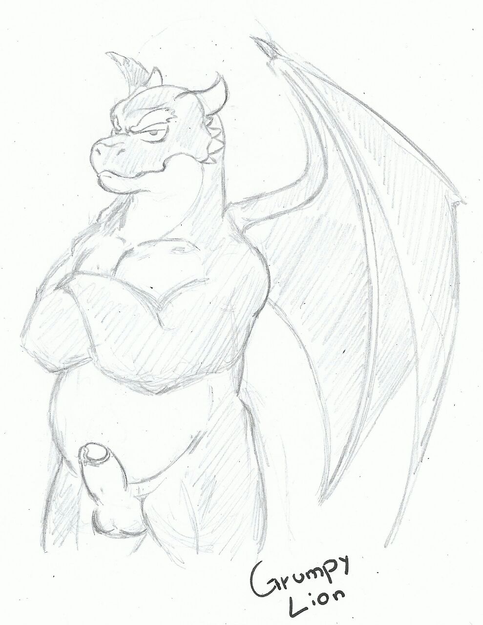 balls dragon erection fangs grizard grumpy-lion kodiak079 male_only nude penis precum scalie simple_background sketch western_dragon