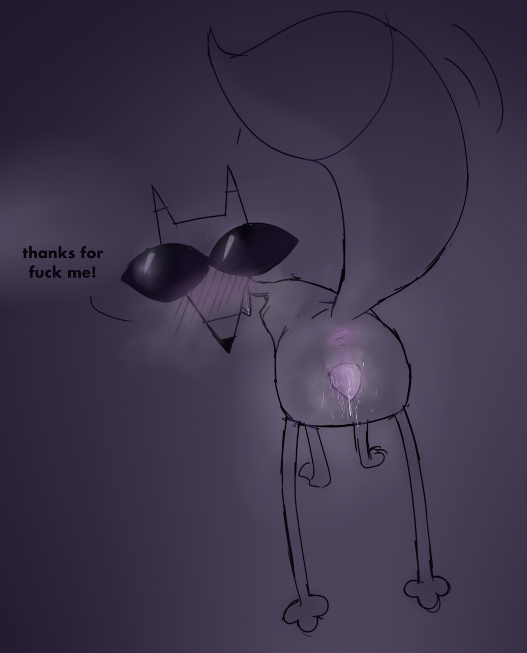 after_sex after_vaginal anus blush cajun_fox courage_the_cowardly_dog covered_eyes cuntboy cuntboy_focus drooling english_text enjoying feral fox happy kassayuki male open_mouth purple_background pussy pussy_juice showing_ass simple_background solo_cuntboy sunglasses sweatdrop tail uncensored