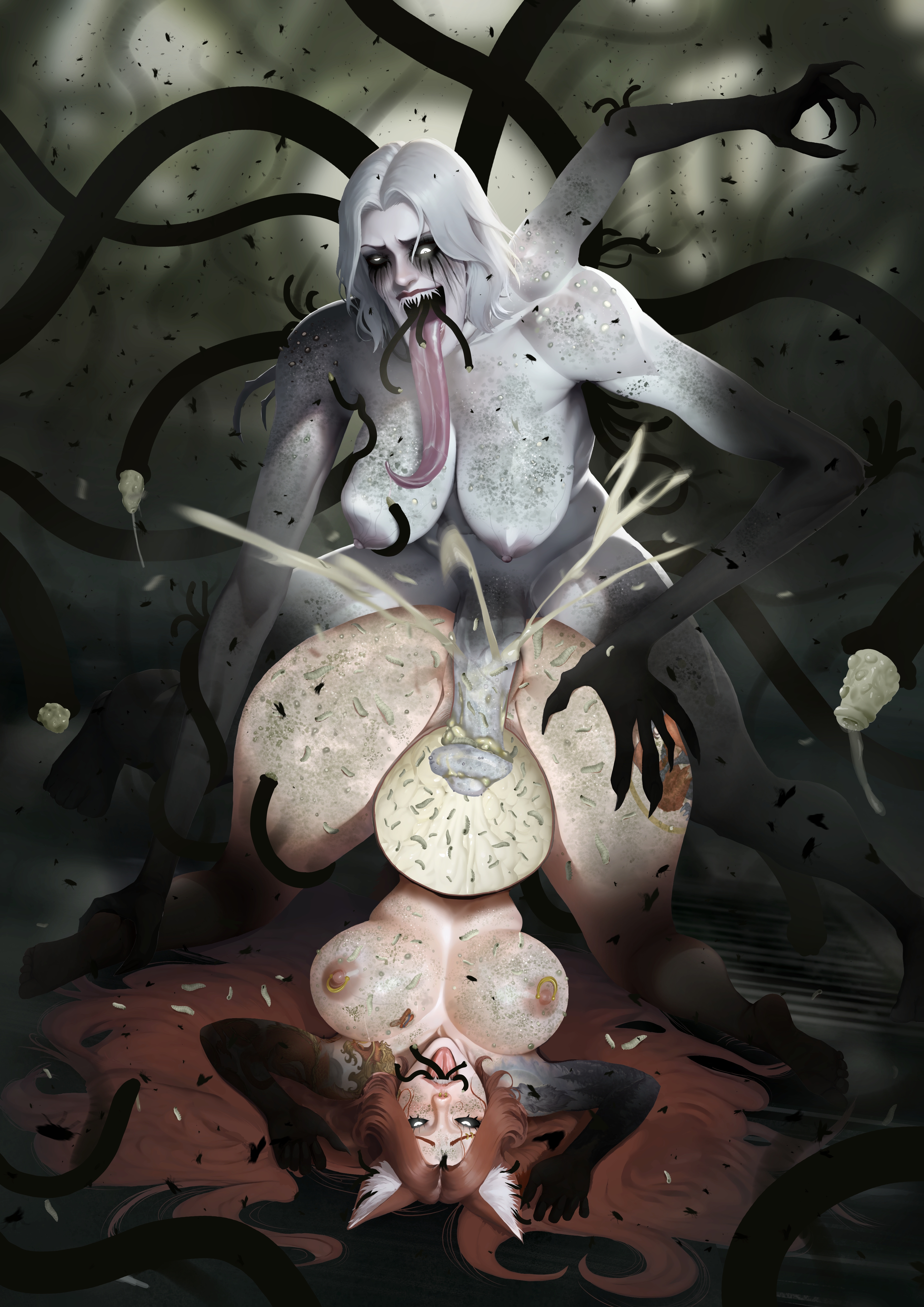 1futa, big breasts, bloodborne, breasts, corruption, cum, cum explosion, cum in pussy, cum inside, female, flies, flies for smell, fox ears, fox girl, fox tail, glowing eyes, hentai genia, inflation, insects, lady maria of the astral clocktower, large belly, long hair, maggot, maggots, nose piercing, pierced nipples, piercing, piercings, pussy, qareven, red eyes, red hair, size difference, tattoo, tentacle, thick thighs, transformation, vaginal penetration, vaginal sex, white hair, x-ray, x-ray view