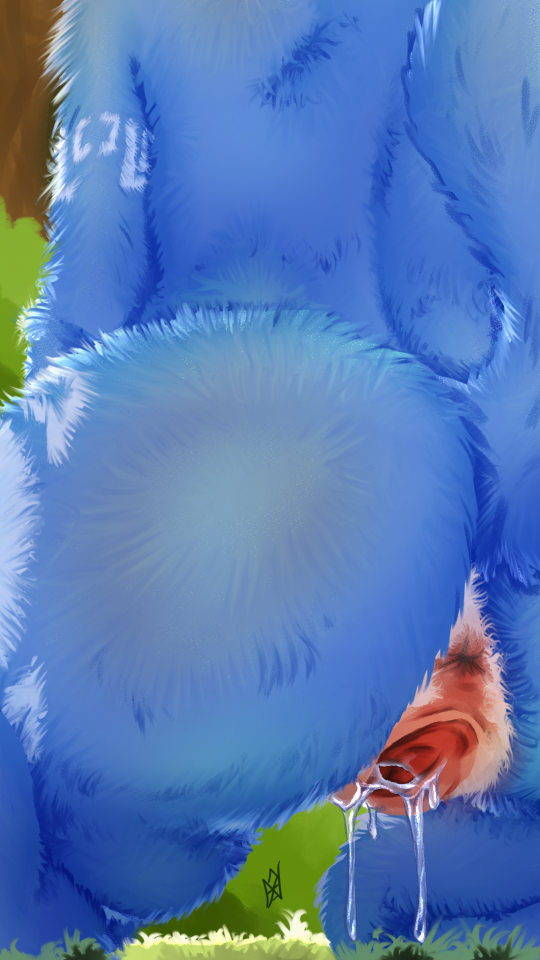 9:16 anthro anus aroused blue_body blue_fur bodily_fluids canid canine close-up female fox fur genital_fluids genitals kneeling krystal krystal_(star_fox) low-angle_view mammal nahadon nintendo pussy raised_tail rear_view solo spread_pussy spreading star_fox tail vaginal_fluids