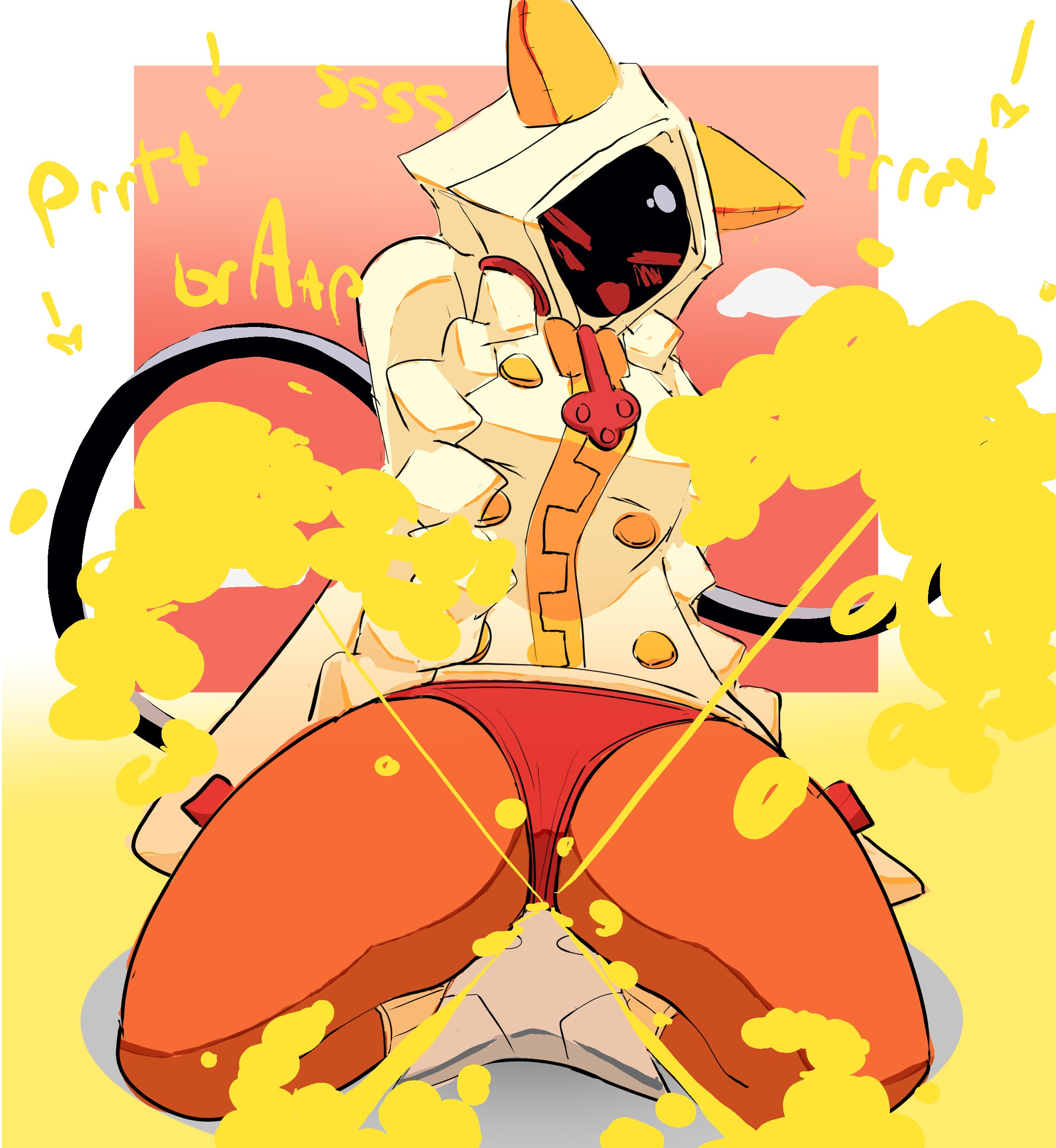 1girls, arc system works, blazblue, blep, cat ears, catgirl, dark skin, dark-skinned female, facefart, facefarting, facesitting, fart, fart cloud, fart fetish, farting, farting on another, farting on face, fecharis, feline, female, hoodie, kaka (blazblue), mask, masked, masked female, red eyes, sharp teeth, taintedcan2, taokaka, tongue out