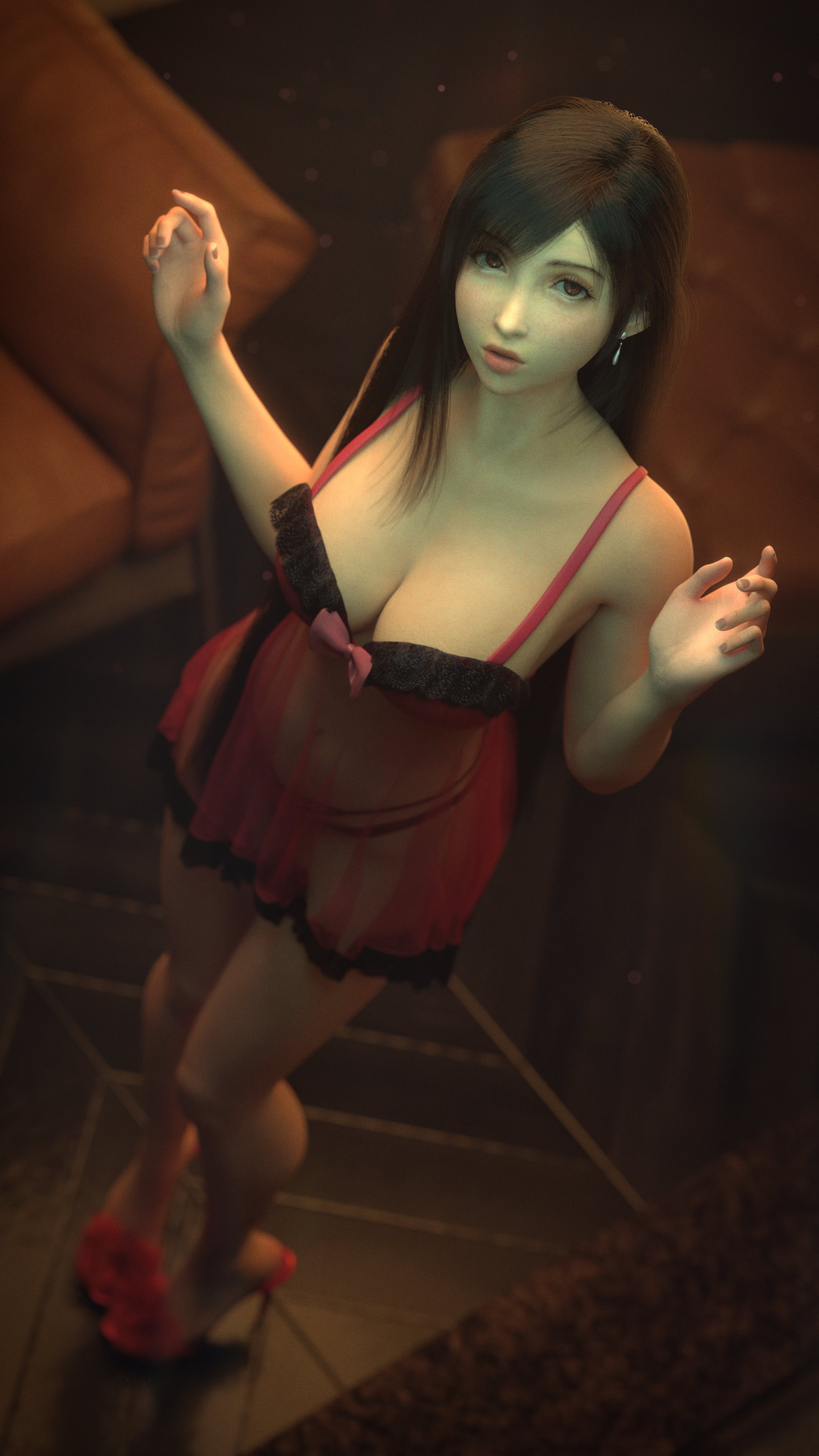1girls, 3d, babydoll, babydoll lingerie, cleavage, female, female focus, female only, final fantasy, final fantasy vii, final fantasy vii remake, large breasts, lingerie, lingerie only, mustard sfm, mustardsfm, revealing clothes, square enix, tifa lockhart