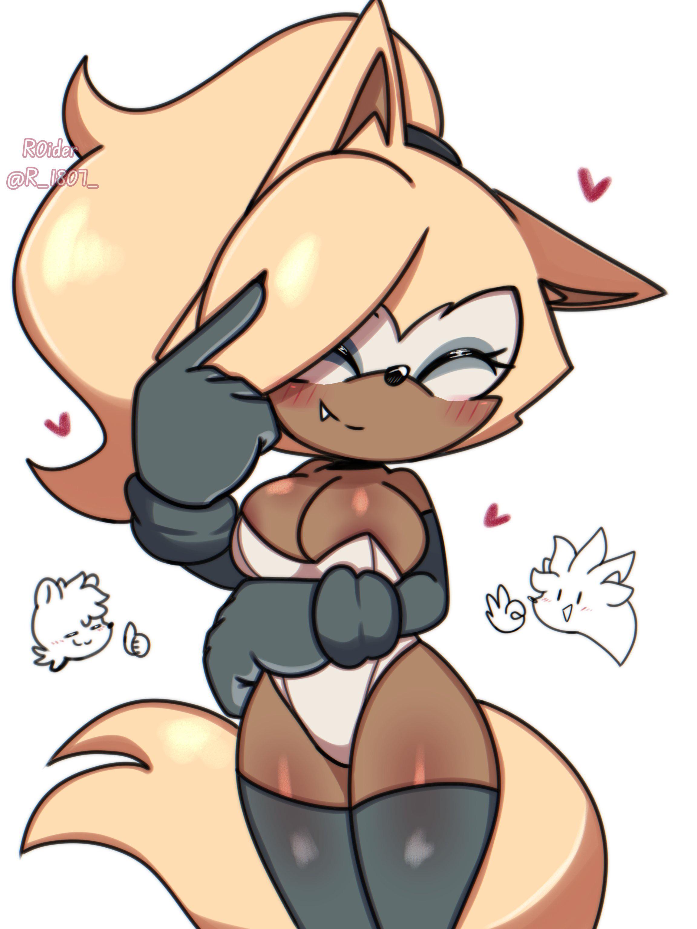 1boy2girls, areolae, artist name, artist signature, blush, bunny costume, closed eyes, furry, heart symbol, large breasts, ponytail, r 3407, silver the hedgehog, smile, sonic (series), sonic the hedgehog (idw), sonic the hedgehog (series), tangle the lemur, whisper the wolf, wolf ears, wolf girl, wolf tail