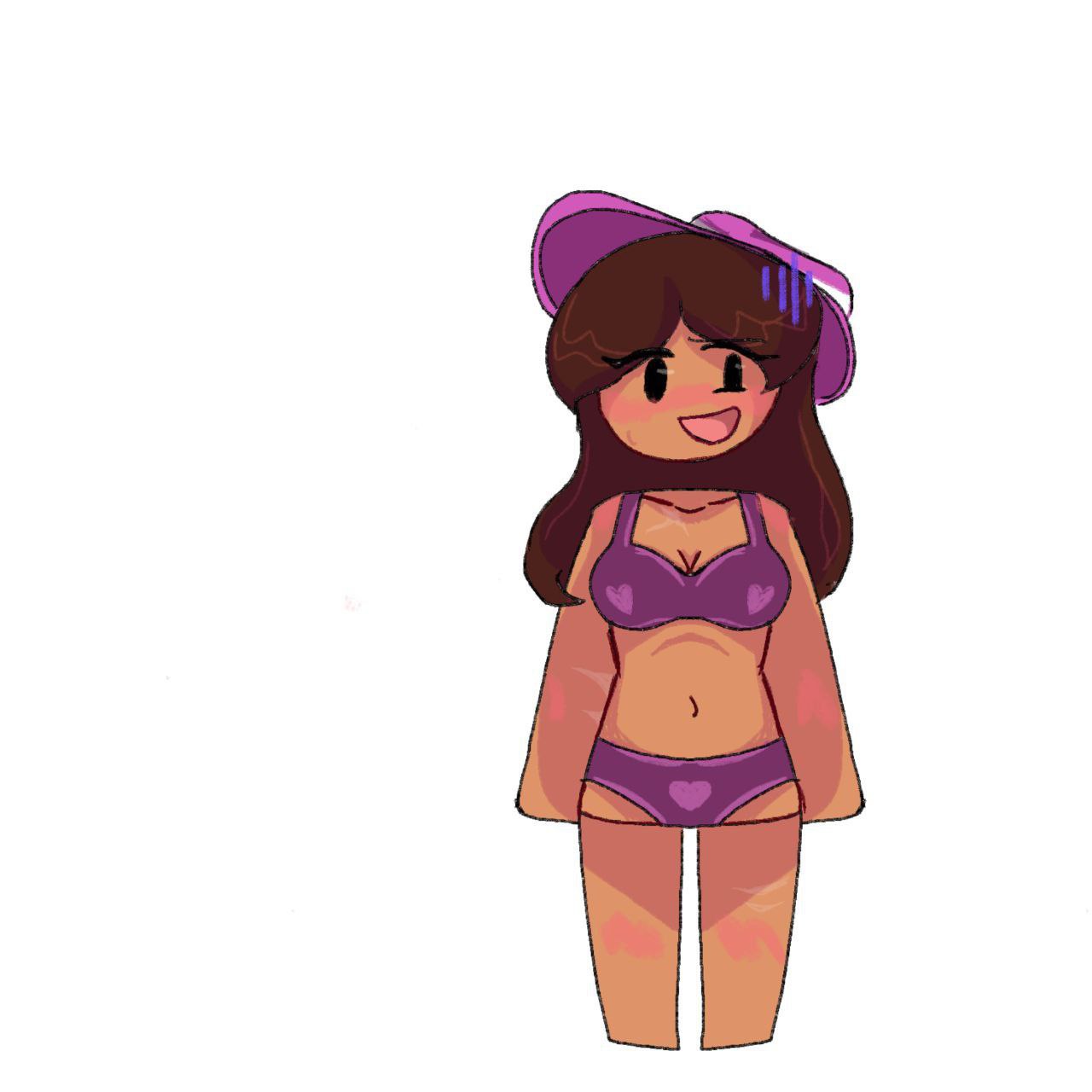 1girls, bikini, black eyes, blocky body, blush, breasts, brown hair, civilian (die of death), cleavage, die of death (roblox), hat, kr1sgreen, loveshot (die of death), magenta bikini, nervous smile, roblox, roblox game, robloxian, scars, source request, stomach, tagme, tan body, tan skin, thighs, white background