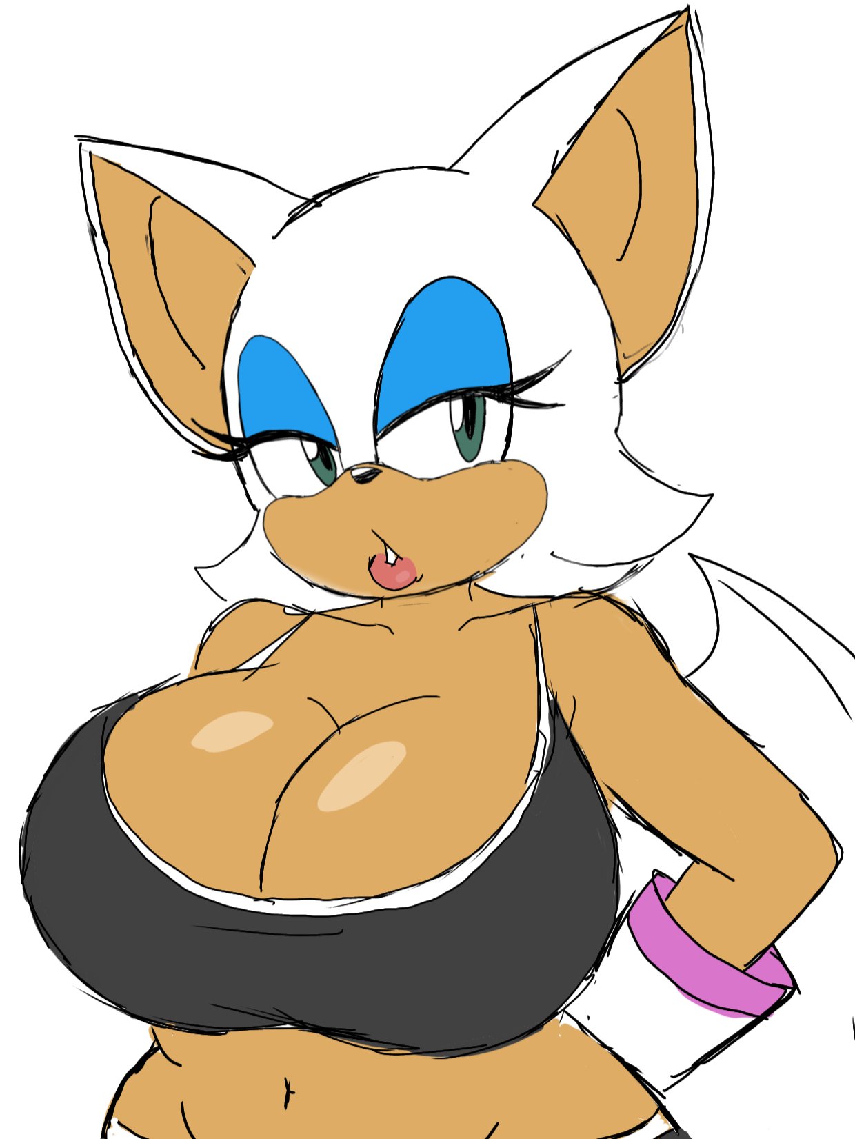 1girls, 2025, 2d, 2d (artwork), 2d artwork, anthro, bat, bat wings, big breasts, breasts, busty, busty female, cleavage, digital art, digital drawing (artwork), digital media (artwork), female, furry, furry female, lips, lipstick, mobian, mobian (species), mobian bat, momiji (artist), rouge the bat, rouge the rider, sega, solo, sonic (series), sonic riders, sonic the hedgehog (series), sports bra, tagme, white fur
