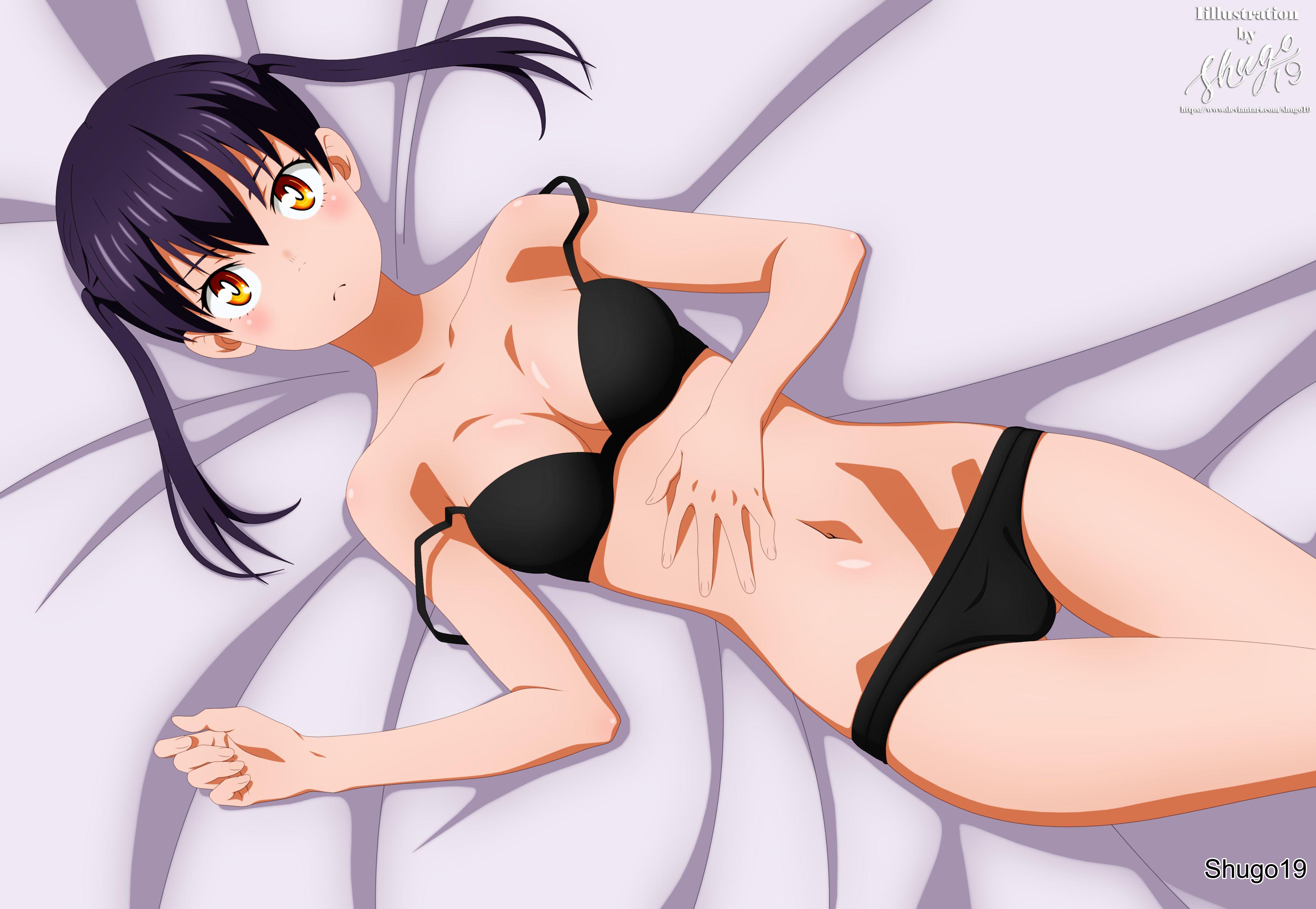 1girls, 2d, 2d (artwork), 2d artwork, bare arms, bare belly, bare chest, bare hands, bare hips, bare legs, bare midriff, bare navel, bare shoulders, bare skin, bare thighs, belly, belly button, black bra, black hair, black panties, black underwear, black-haired female, bra, breasts, cleavage, collarbone, curvaceous, curvaceous body, curvaceous female, curvaceous figure, curvaceous hips, curvaceous teen, curvy, curvy body, curvy female, curvy figure, curvy hips, curvy teen, digital, digital art, digital drawing, digital drawing (artwork), digital media, digital media (artwork), elbows, enen no shouboutai, exposed arms, exposed belly, exposed chest, exposed hips, exposed legs, exposed midriff, exposed navel, exposed shoulders, exposed skin, exposed thighs, female, female focus, female only, fingers, fire force, groin, hair between eyes, half naked, half nude, hand on belly, hand on own belly, hand on own stomach, hand on stomach, high resolution, highres, inframammary fold, kotatsu tamaki, lean figure, long hair, looking at viewer, looking up, looking up at viewer, lying, lying down, lying on back, lying on bed, medium breasts, midriff, naked, naked female, naked woman, narrow waist, navel, nude, nude female, nudity, on back, on bed, orange eyes, orange-eyed female, panties, petite, petite body, petite breasts, petite female, petite girl, petite tits, semi nude, shoulders, shugo19, simple background, slender body, slender waist, slim waist, solo, teen girl, teenage girl, teenager, thigh gap, thighs, twintails, twintails (hairstyle), underwear, underwear only, upper body, white background, white pupils, wide hips, young female, young woman