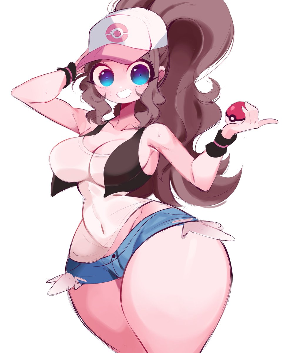 1girls, breasts, female, female focus, female only, hilda (pokemon), large breasts, light skin, light-skinned female, looking at viewer, nintendo, pokemon, reinsleif, rox hoxten, solo, thick thighs, thighs, touko (pokemon), wide hips