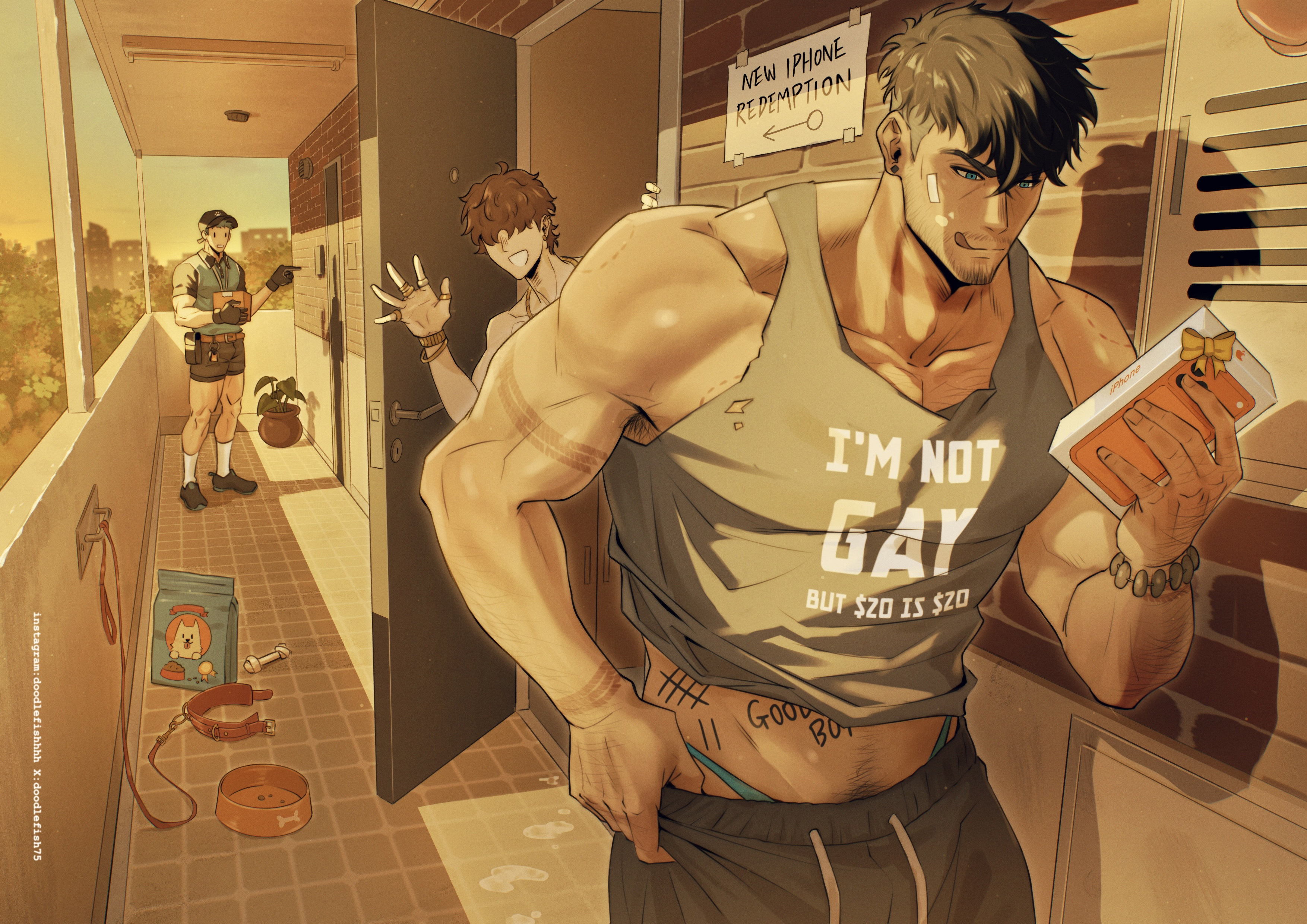 after sex, bara, bite mark, canine, collar, doodlefish75, gay, gay for pay, gay male, gay sex, humiliated, humiliation, leash, masculine male, money, muscular, muscular male, prostitute, prostitution, puppyplay, straight male, yaoi