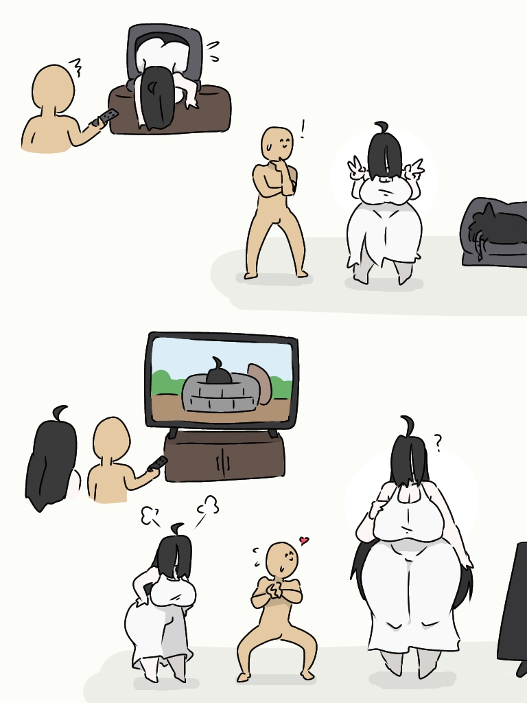 2d, 2d (artwork), big breasts, huge breasts, sadako yamamura, shovocklley, thick thighs, yamamura sadako