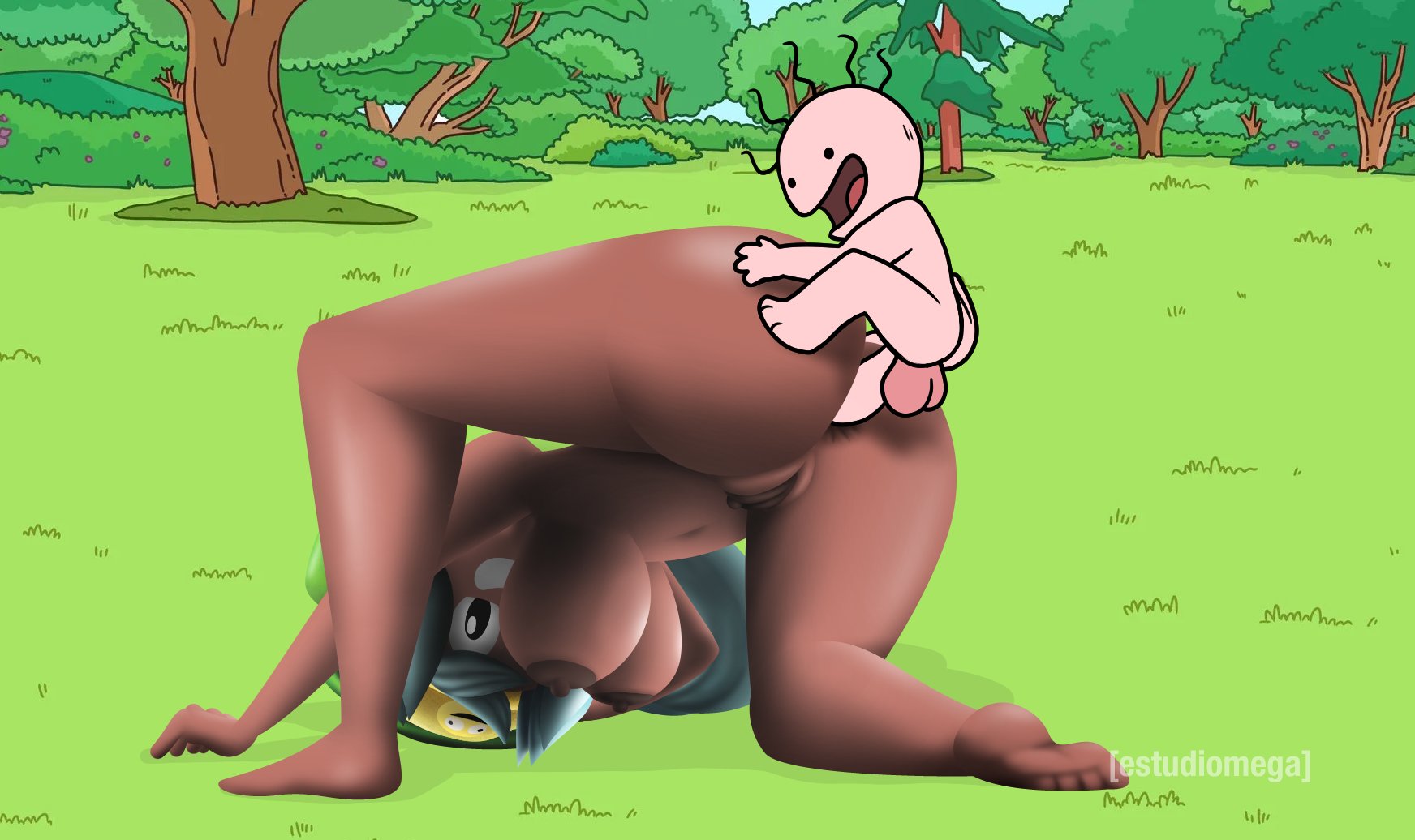 adult swim, anal, anal sex, ass, black eyes, brazilian, brazilian female, doggy style, dolly dimpley, estudiomega, green airpads, latina, minimax (estudiomega), original art, parody porn, pink skin, pussy, replication, self insert, short male, small dom big sub, smiling friends, style imitation, turquoise hair, yellow hat