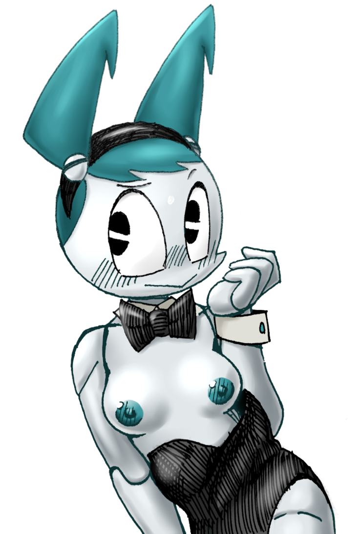 10garasi black_eyes blush breasts bunnysuit character commission hip itimu jenny_wakeman my_life_as_a_teenage_robot nickelodeon original_character playboy_bunny robot small_breasts smooth_skin soubriquetrouge tagme teenager tie topless