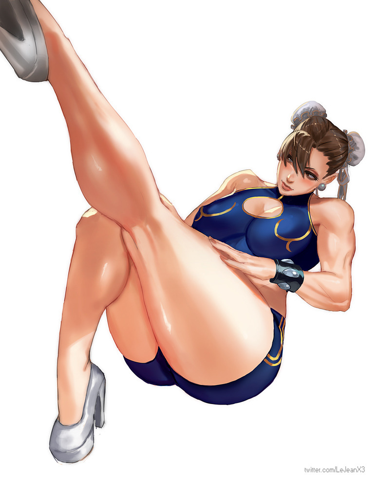 big breasts, breasts, chun-li, cleavage, female, female only, high heels, kasai x3, large breasts, lejeanx3, muscles, muscular, muscular female, solo, street fighter