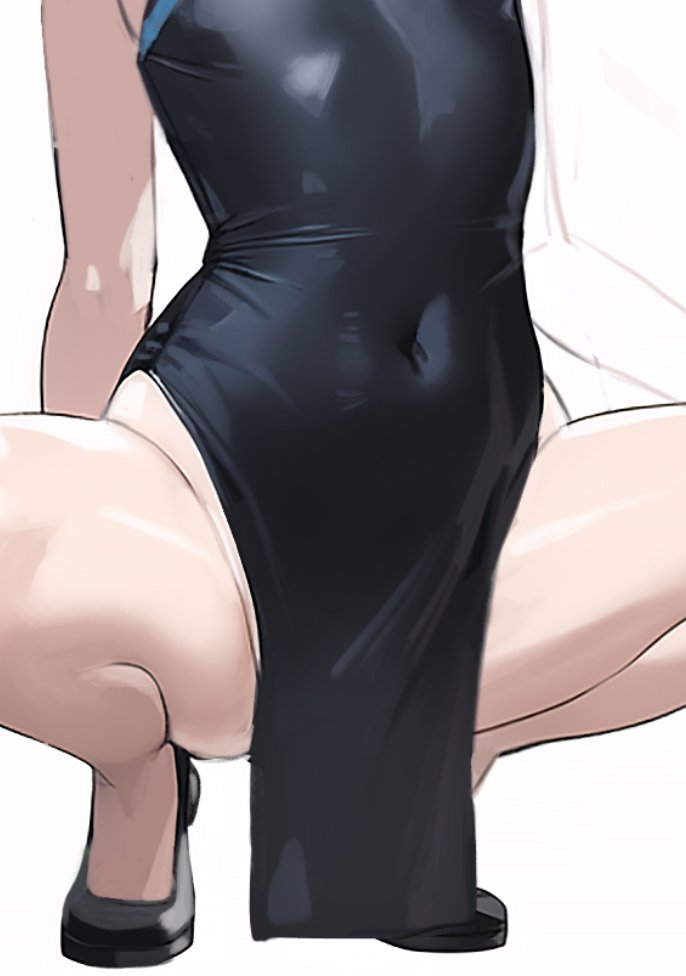 blue archive, china dress, chinese clothes, female, high resolution, kisaki (blue archive), legs, legs spread, lower body, q2 qee, shanhaijing secondary school student, shoes, skintight bodysuit, squatting, thick thighs, thighs, video game character