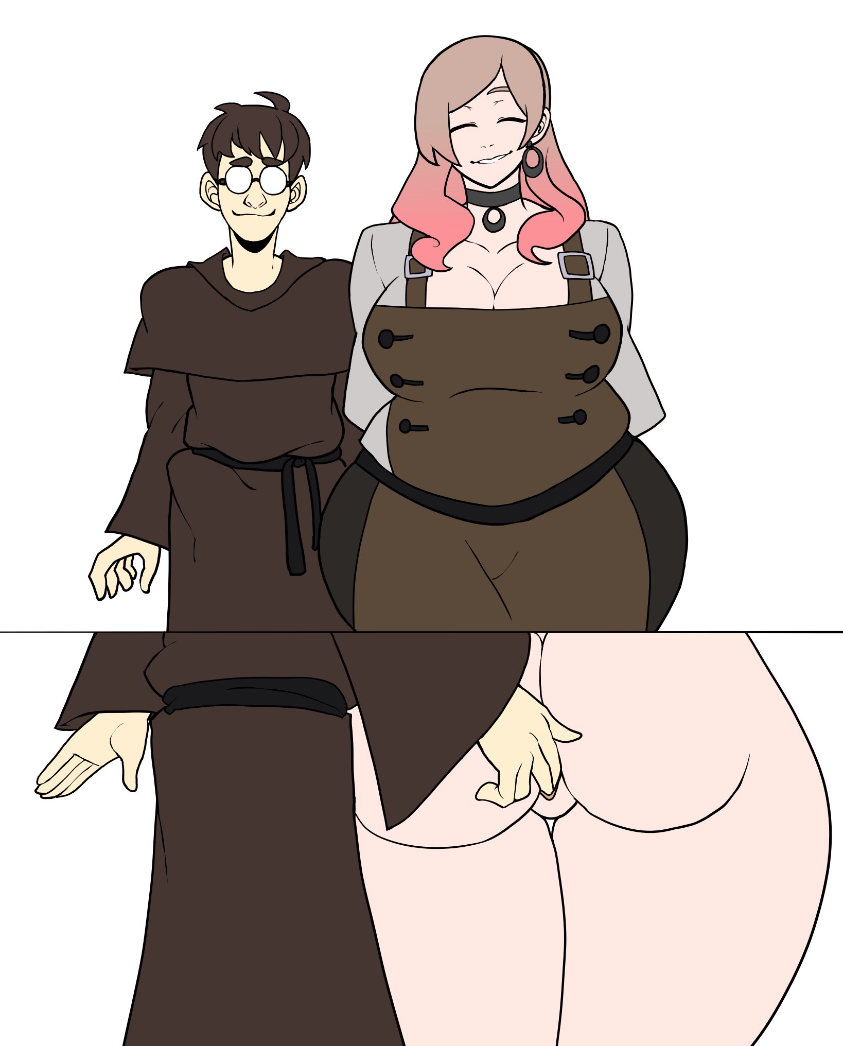 1boy, 1girls, 2d, 2d (artwork), age difference, apron, ass, bbw, blonde hair, blowjob, boner, boner under clothes, breasts, cecilia (luna sanctus), choker, dominant male, domination, dressed, edwin (luna sanctus), fantasy, fat ass, fat female, female, fingering, fully clothed, functionally nude, functionally nude female, glasses, huge breasts, human female, human male, in public, luna sanctus, luna sanctus tactics, male, milf, nerd, nerdy male, pervert, pink hair, pussy, secret sex, skinny male, submissive female, twink, ugly bastard, wet pussy, younger male