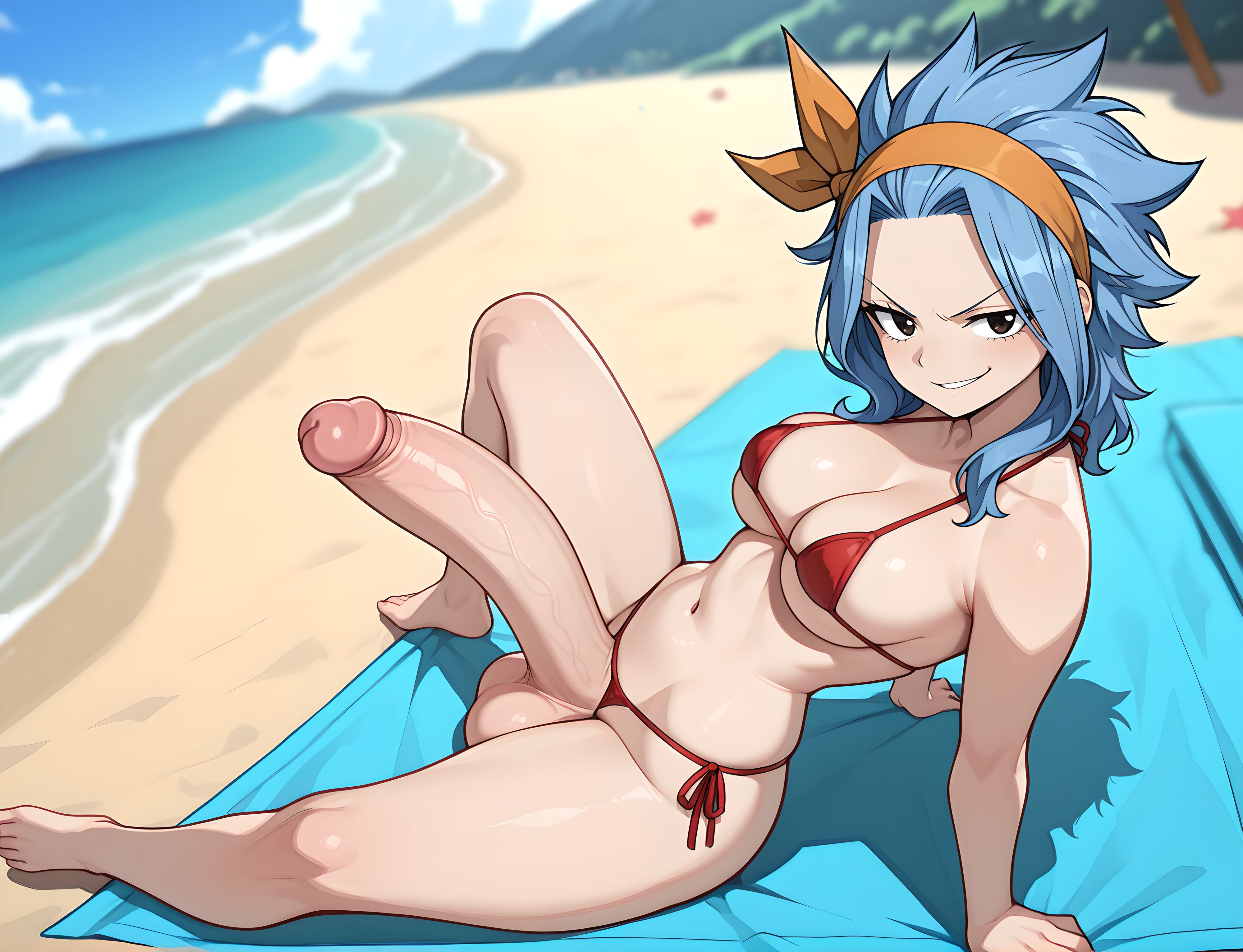 ai generated, fairy tail, futanari, grapesss, intersex, levy mcgarden, light-skinned futa, solo futa
