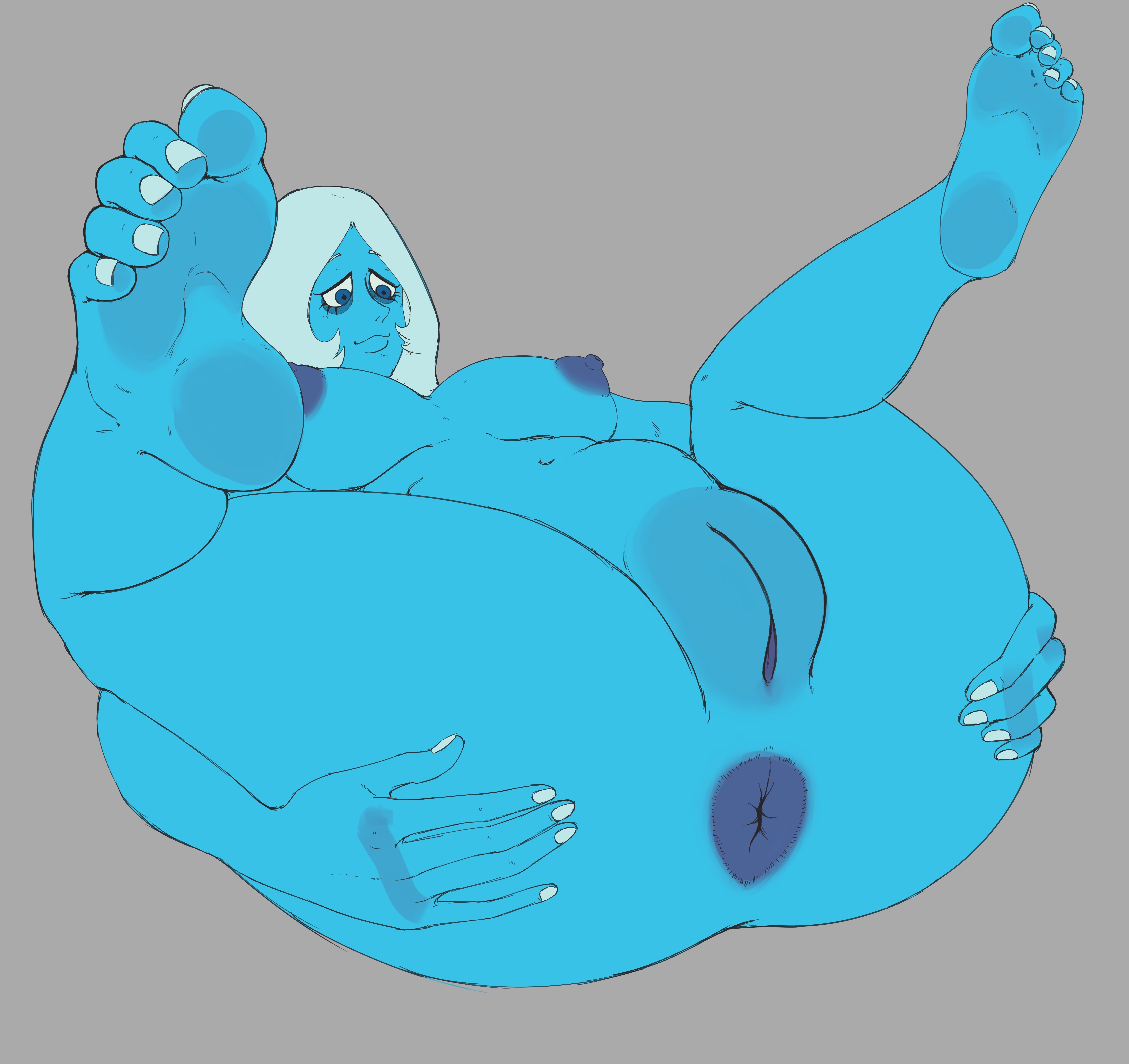 1girls, alternate version available, anus, areolae, ass spread, barefoot, big breasts, blue body, blue diamond (steven universe), blue eyes, blue skin, bottomless, breasts, butt spread, cartoon network, completely nude, completely nude female, diamond authority, feet, feet up, female, female only, full body, gem (species), giantess, hair, mature, mature female, nail polish, nails, naked, naked female, nipples, nude, nude female, prisonsong03, pussy, solo, solo female, spreading, spreading ass, steven universe, toes, topless, vagina, white hair, white nail polish, white nails