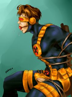 1boy cyclops_(x-men) gag gagged human karu male male_only marvel marvel_comics scott_summers solo tied_up uncensored x-men yaoi