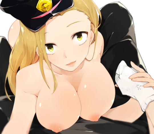 1girls, areola, big breasts, blonde hair, blonde-haired female, breasts, busty, camie utsushimi, cleavage, female, hat, human, my hero academia, nipples, paizuri, peaked cap, pov, shiketsu high school cap, tight clothing, tomoe (mrsk182), undressing, voluptuous