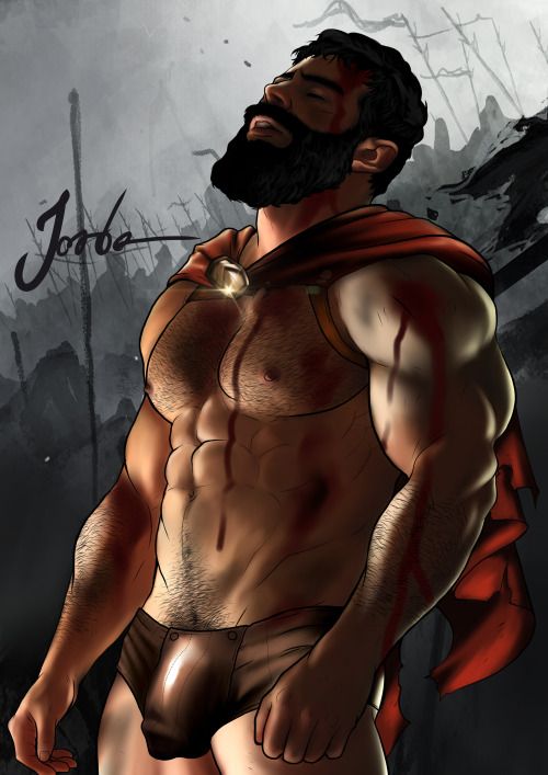 1boy 300 abs bara beard biceps big_muscles black_hair blood body_hair brown_underwear bulge cape chest_hair closed_eyes dilf facial_hair flaccid flaccid_penis hairy hairy_arms hairy_chest hairy_male human human_only jorden_arts leonidas male male_chest male_focus male_nipples male_only mature mature_male muscle muscles muscular muscular_male nipples pecs pectorals pubic_hair red_cape solo solo_focus solo_male sparta tan tan_body tan_skin teeth teeth_showing toned toned_body toned_male underwear underwear_only